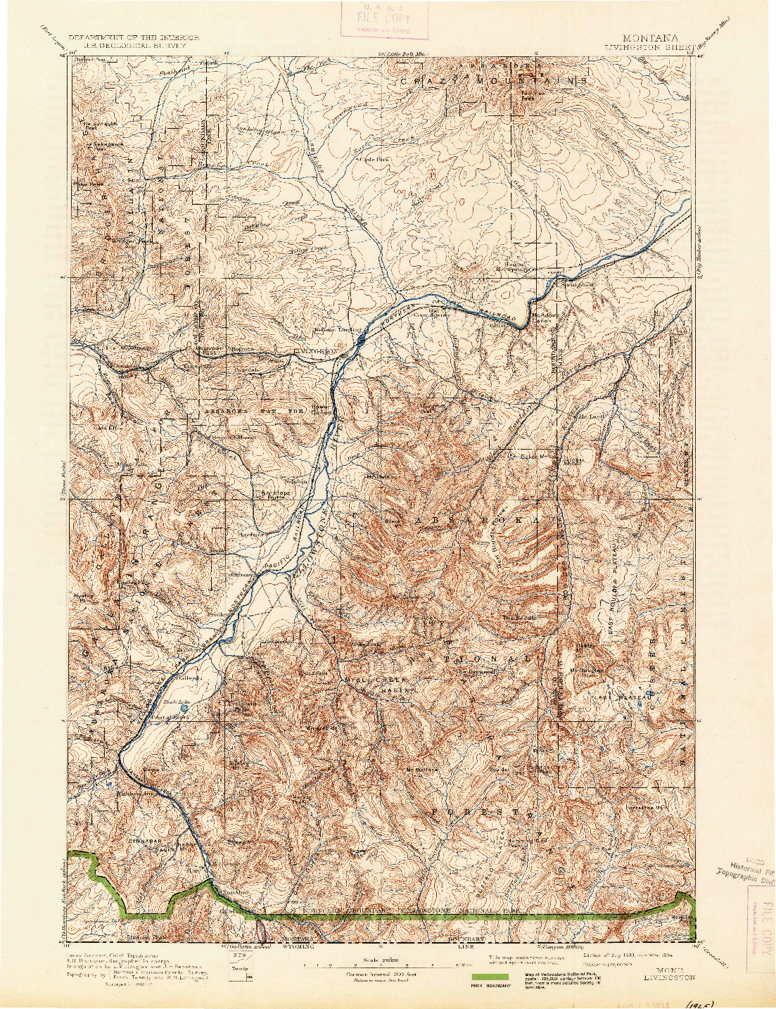 USGS 1:250000-SCALE QUADRANGLE FOR LIVINGSTON, MT 1893