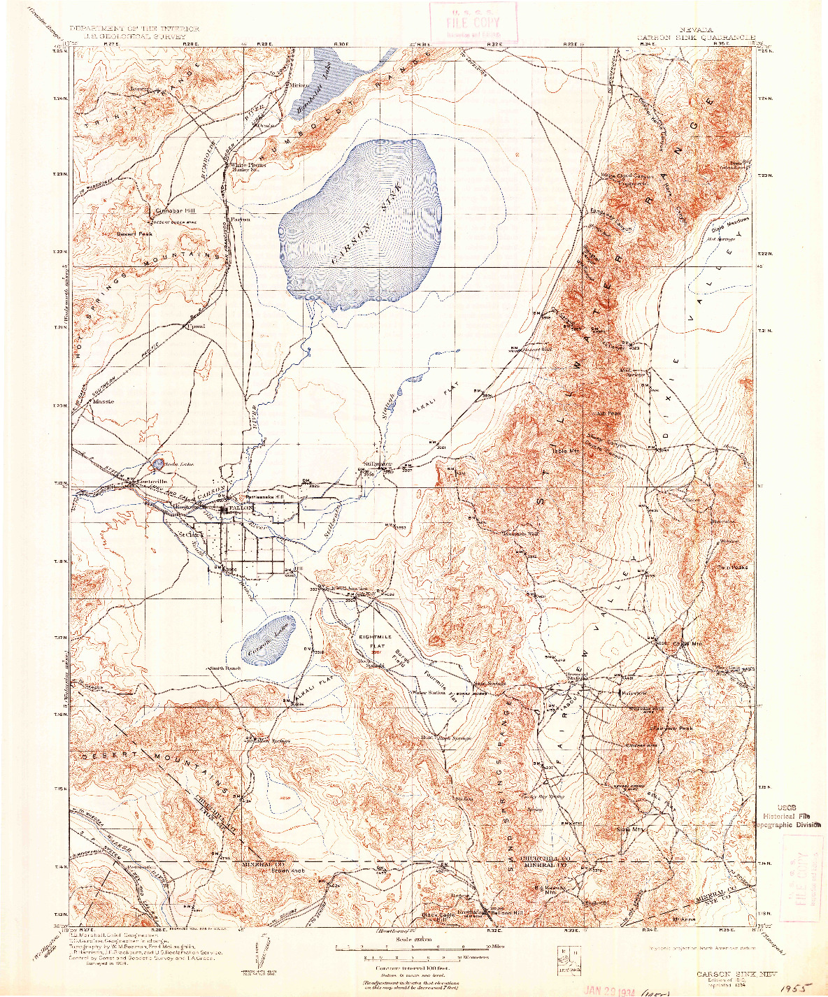 USGS 1:250000-SCALE QUADRANGLE FOR CARSON SINK, NV 1910