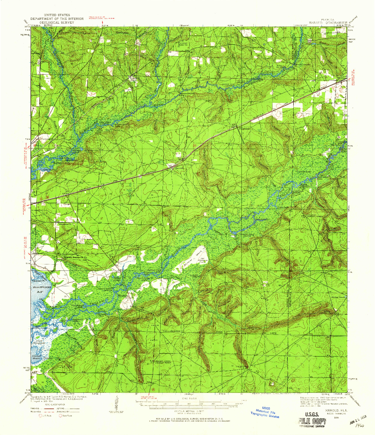 USGS 1:62500-SCALE QUADRANGLE FOR HAROLD, FL 1934