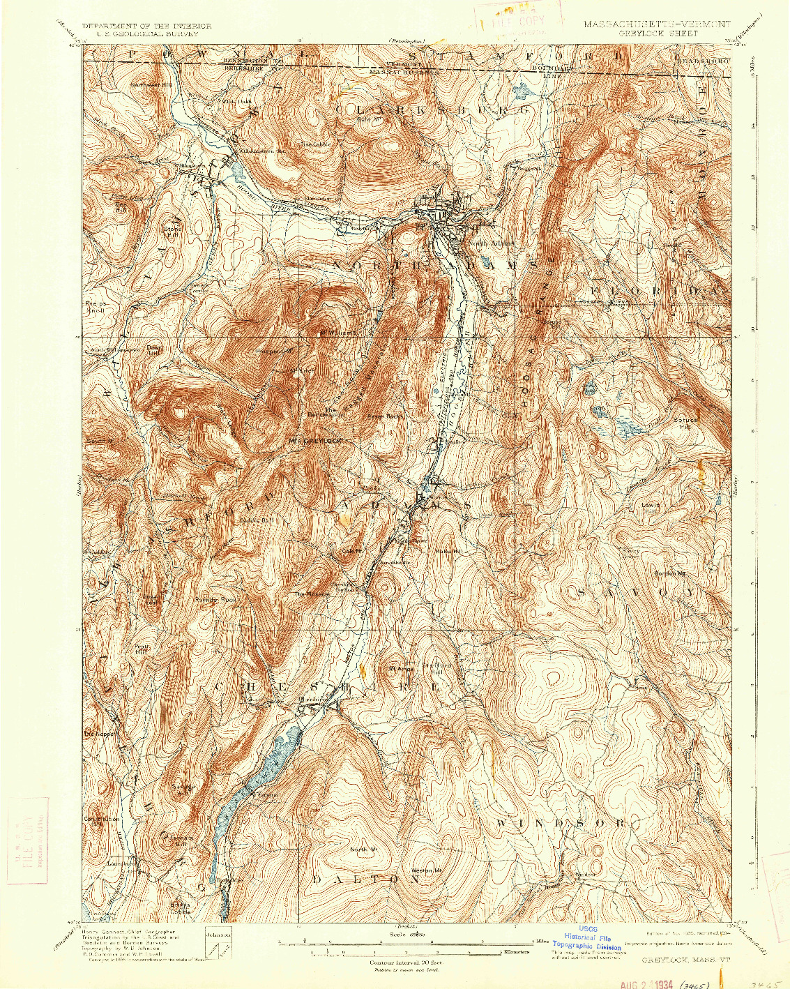 USGS 1:62500-SCALE QUADRANGLE FOR GREYLOCK, MA 1898