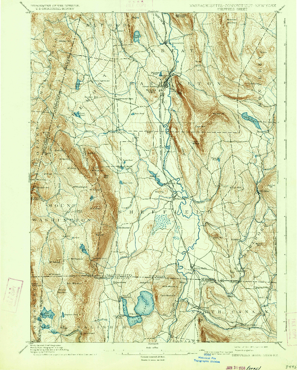 USGS 1:62500-SCALE QUADRANGLE FOR SHEFFIELD, MA 1897