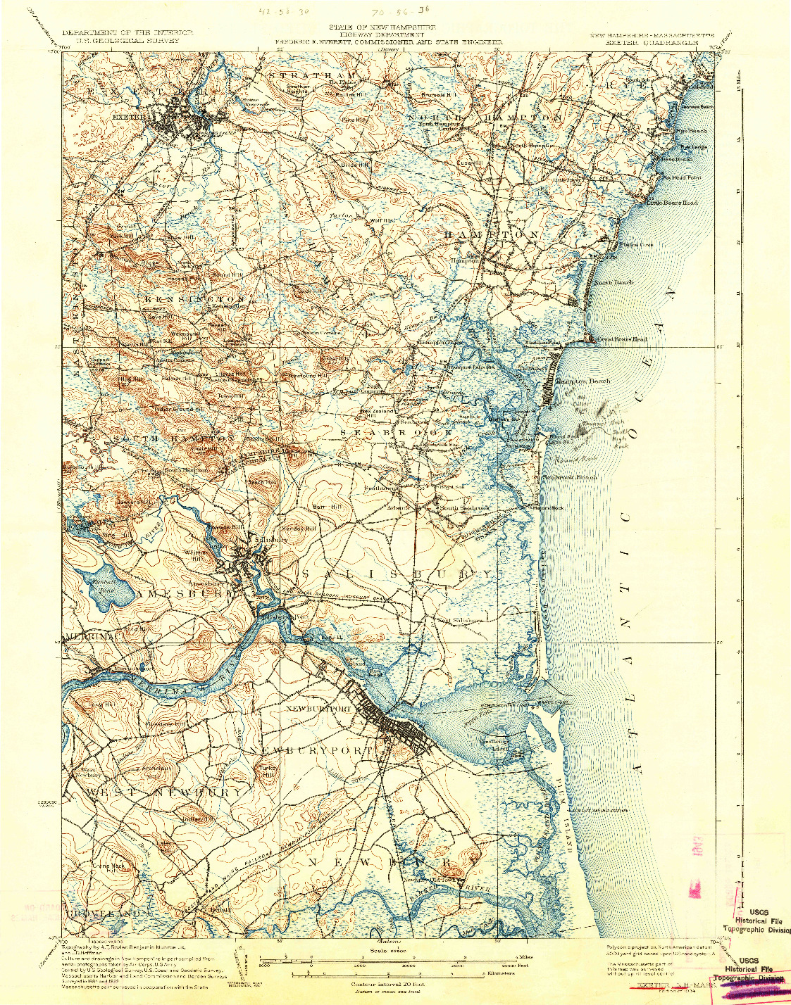 USGS 1:62500-SCALE QUADRANGLE FOR EXETER, NH 1934