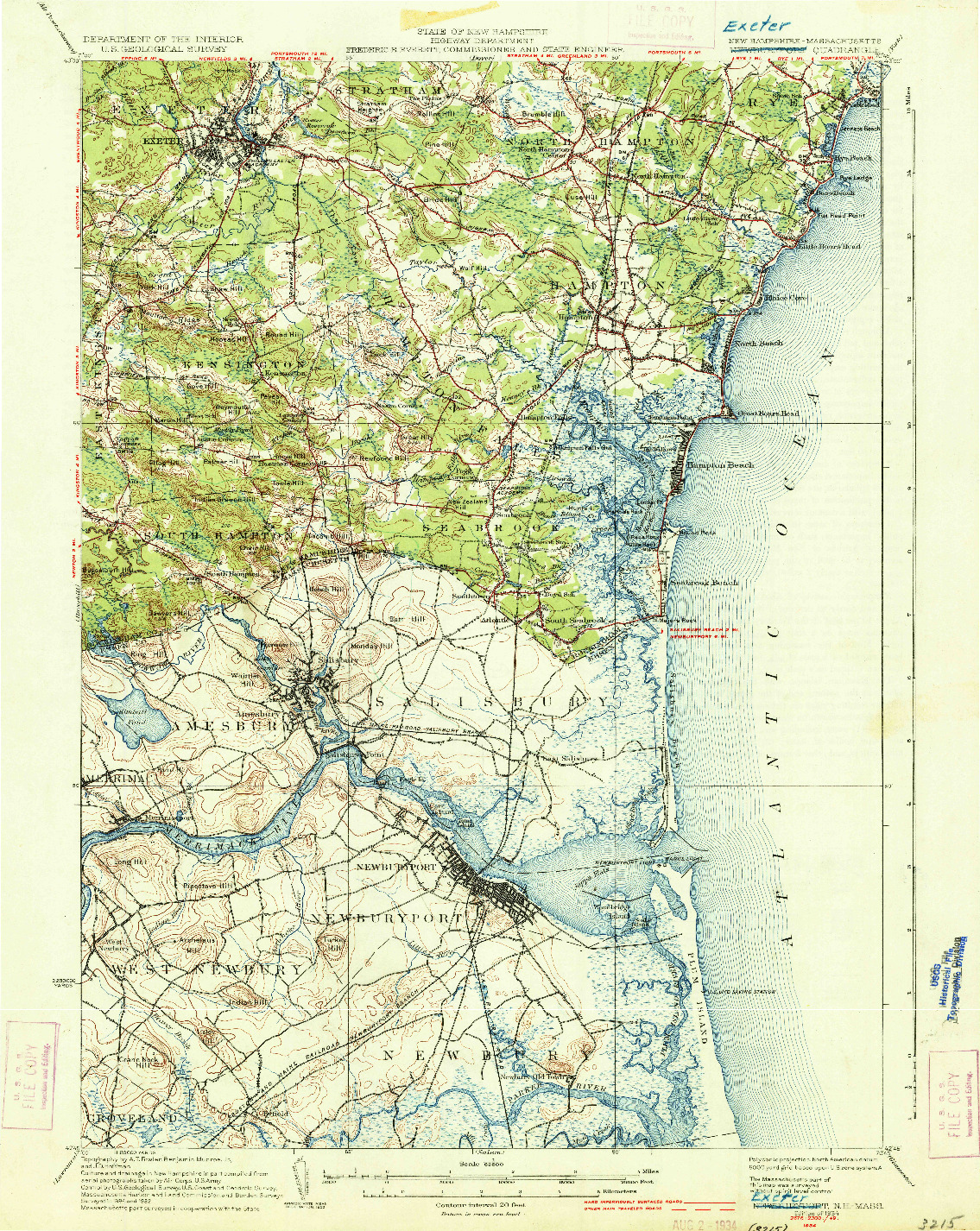 USGS 1:62500-SCALE QUADRANGLE FOR NEWBURYPORT, NH 1934