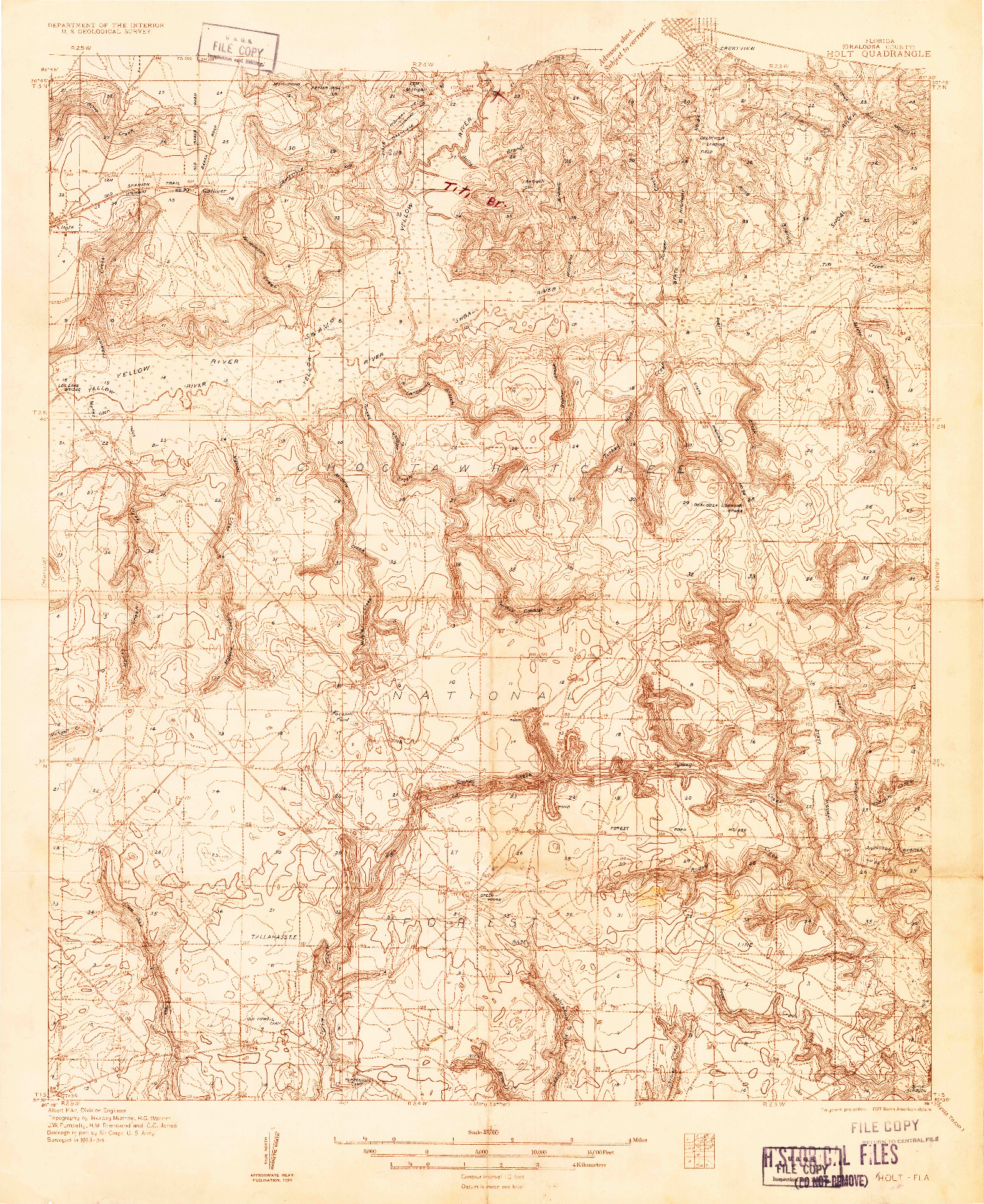 USGS 1:48000-SCALE QUADRANGLE FOR HOLT, FL 1934