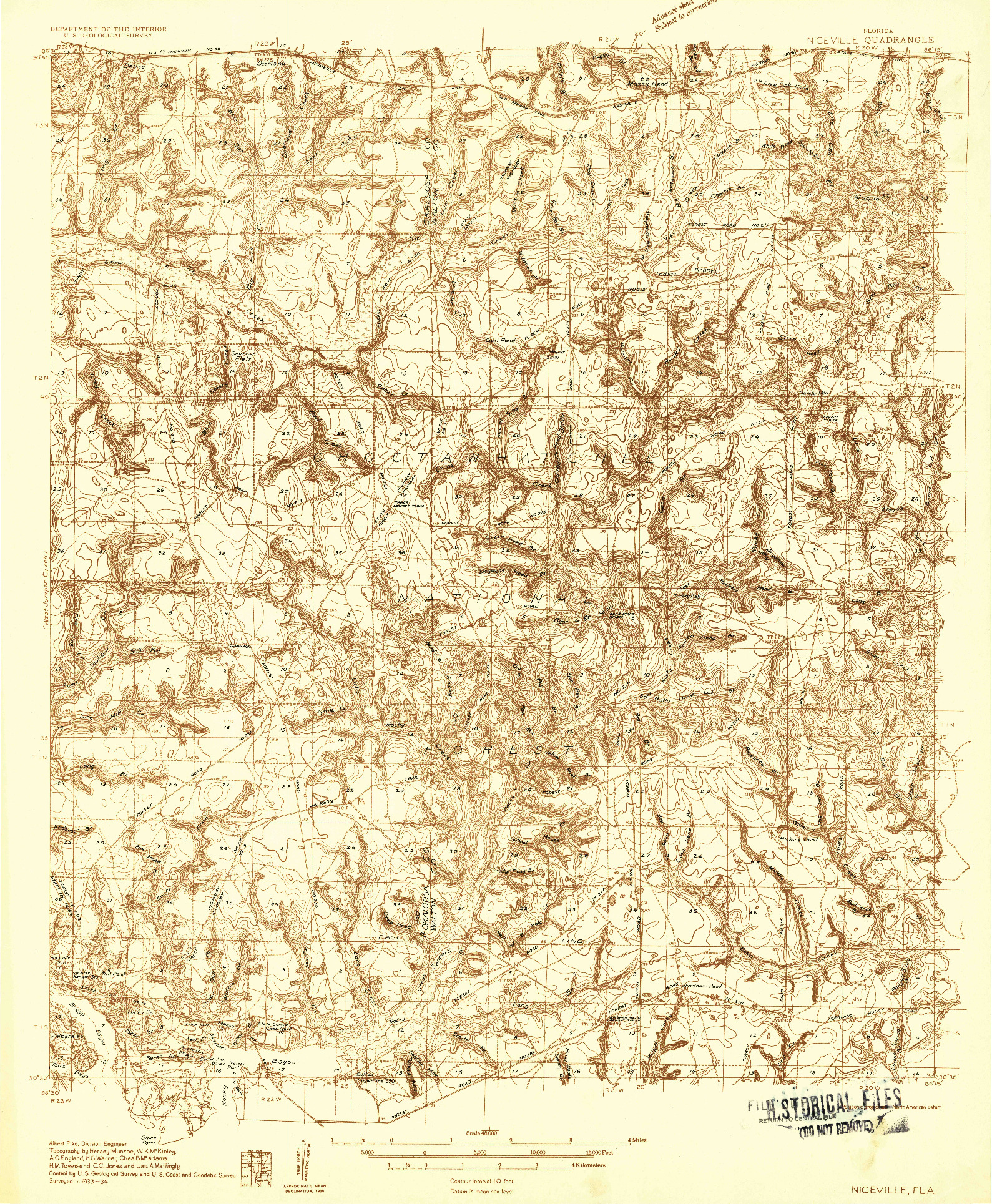 USGS 1:48000-SCALE QUADRANGLE FOR NICEVILLE, FL 1934