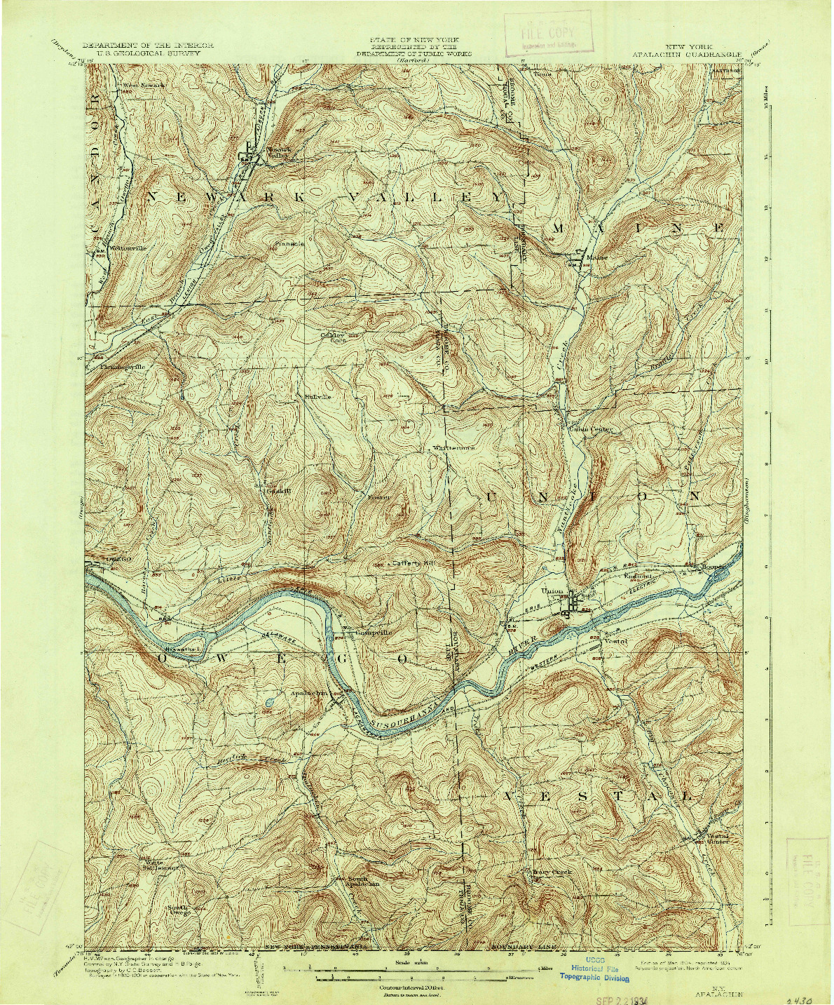 USGS 1:62500-SCALE QUADRANGLE FOR APALACHIN, NY 1904