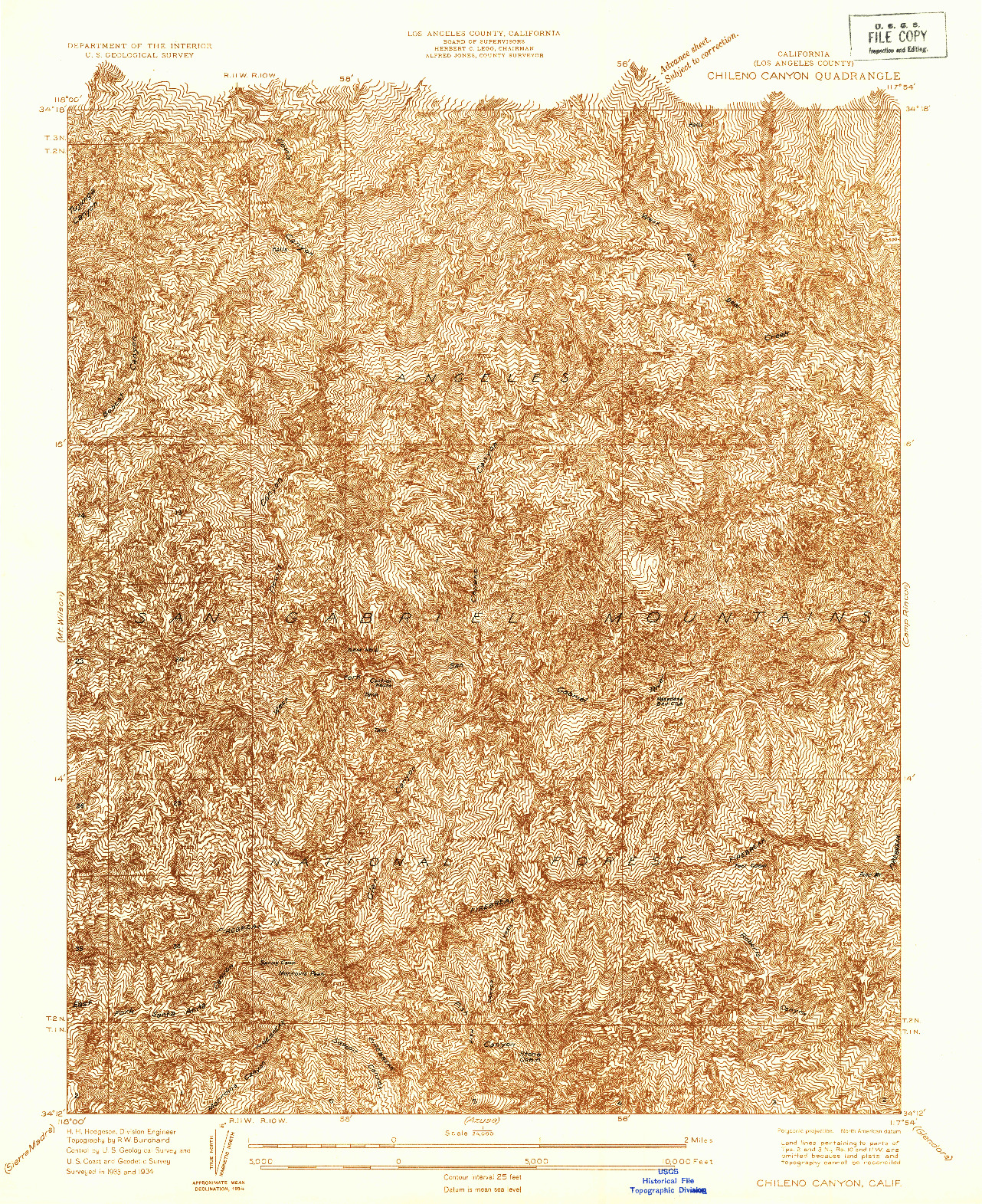 USGS 1:24000-SCALE QUADRANGLE FOR CHILENO CANYON, CA 1934