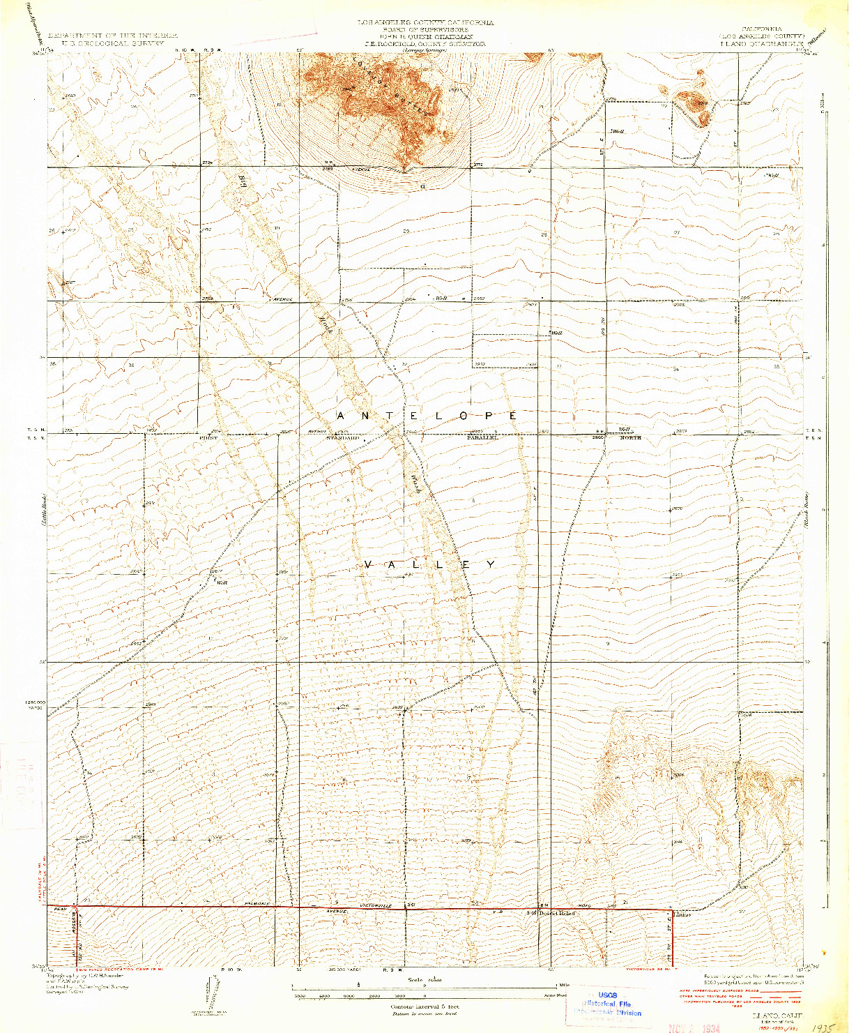 USGS 1:24000-SCALE QUADRANGLE FOR LLANO, CA 1934