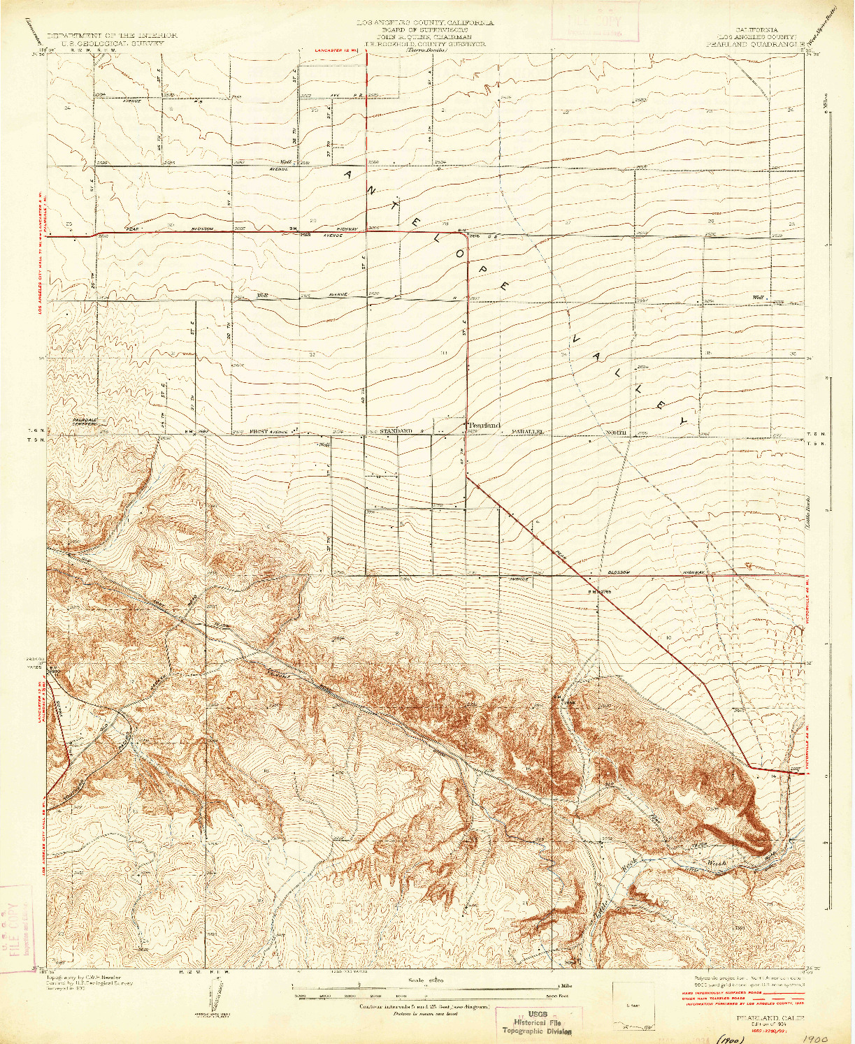 USGS 1:24000-SCALE QUADRANGLE FOR PEARLAND, CA 1934