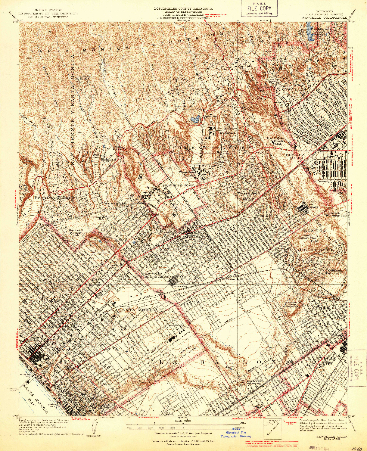 USGS 1:24000-SCALE QUADRANGLE FOR SAWTELLE, CA 1934