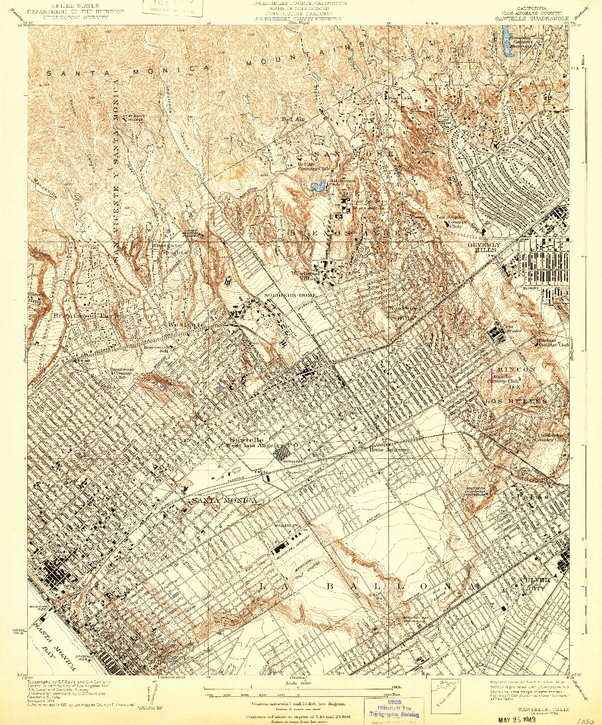 USGS 1:24000-SCALE QUADRANGLE FOR SAWTELLE, CA 1934