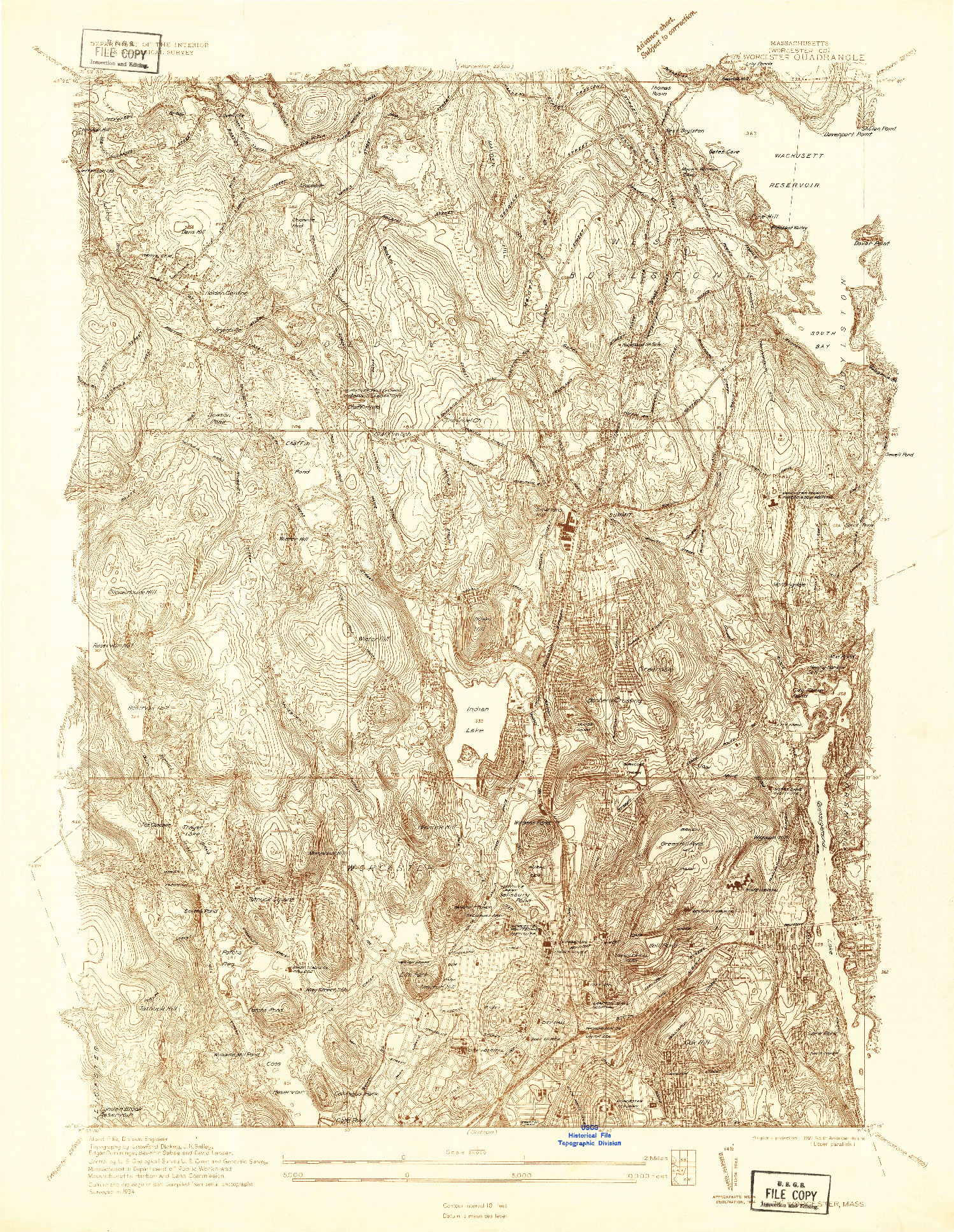 USGS 1:24000-SCALE QUADRANGLE FOR WORCESTER, MA 1934