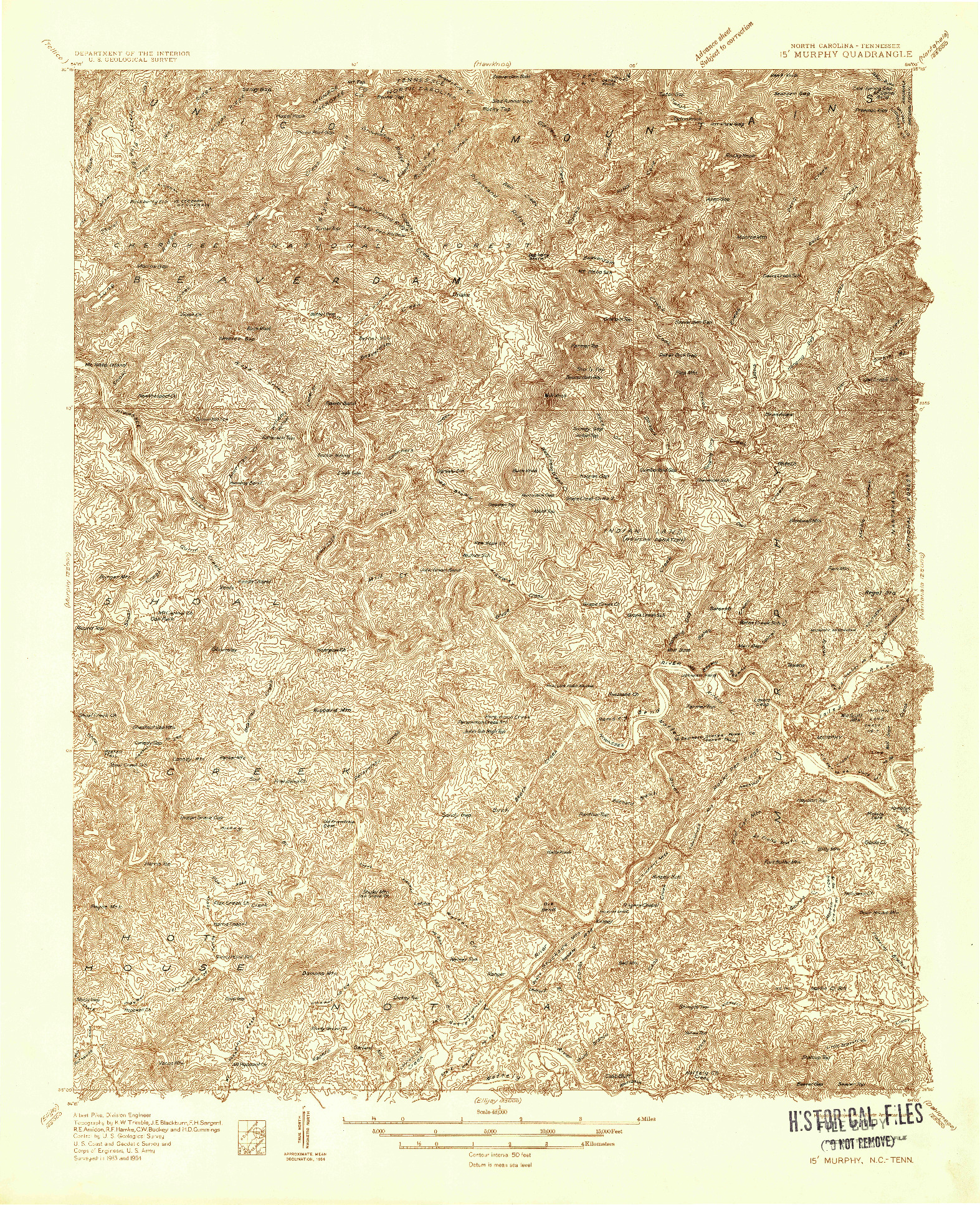 USGS 1:48000-SCALE QUADRANGLE FOR MURPHY, NC 1934