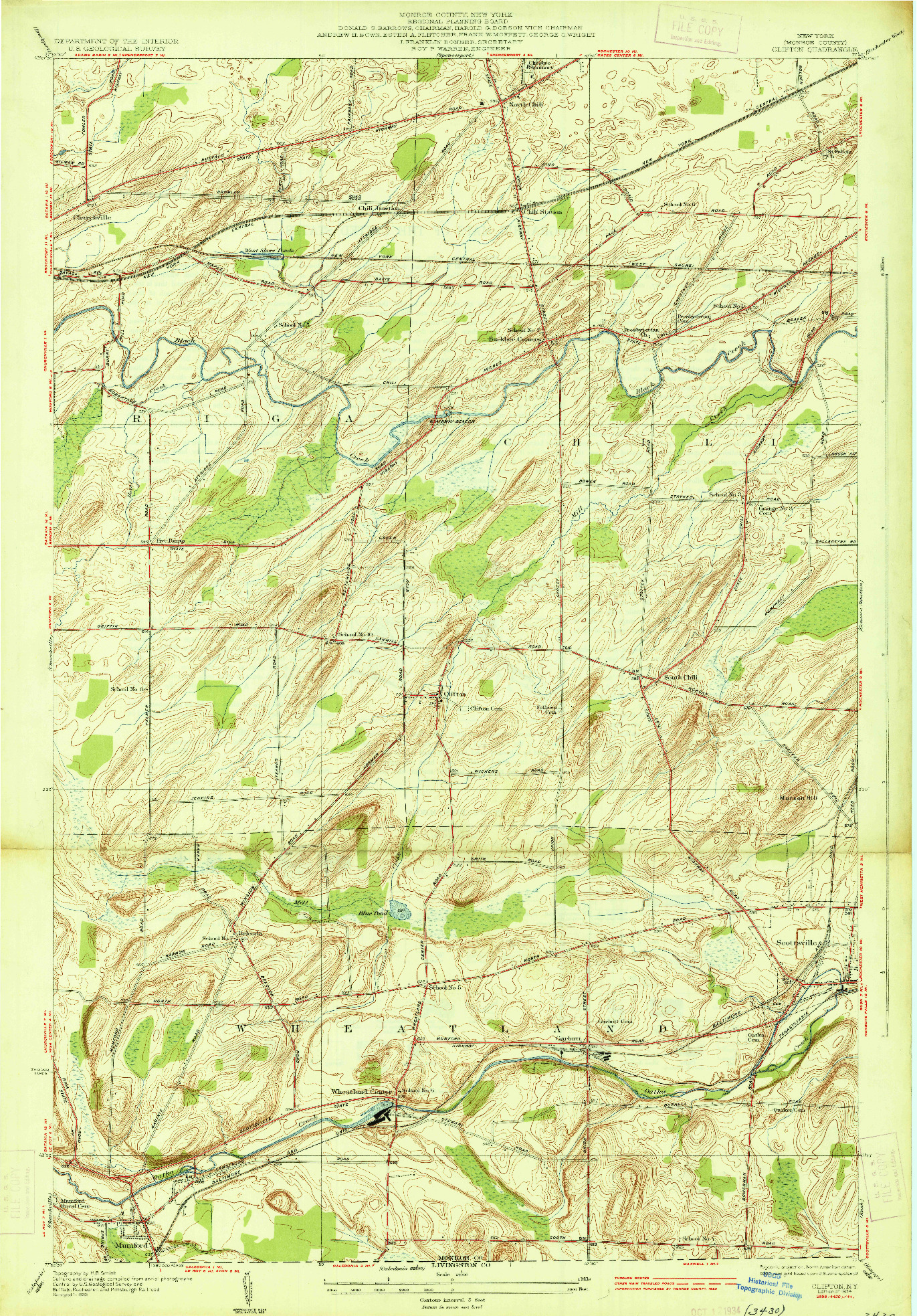 USGS 1:24000-SCALE QUADRANGLE FOR CLIFTON, NY 1934
