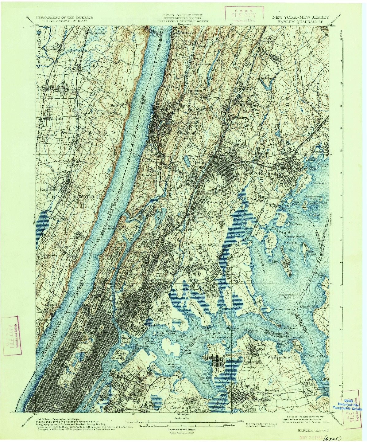 USGS 1:62500-SCALE QUADRANGLE FOR HARLEM, NY 1900