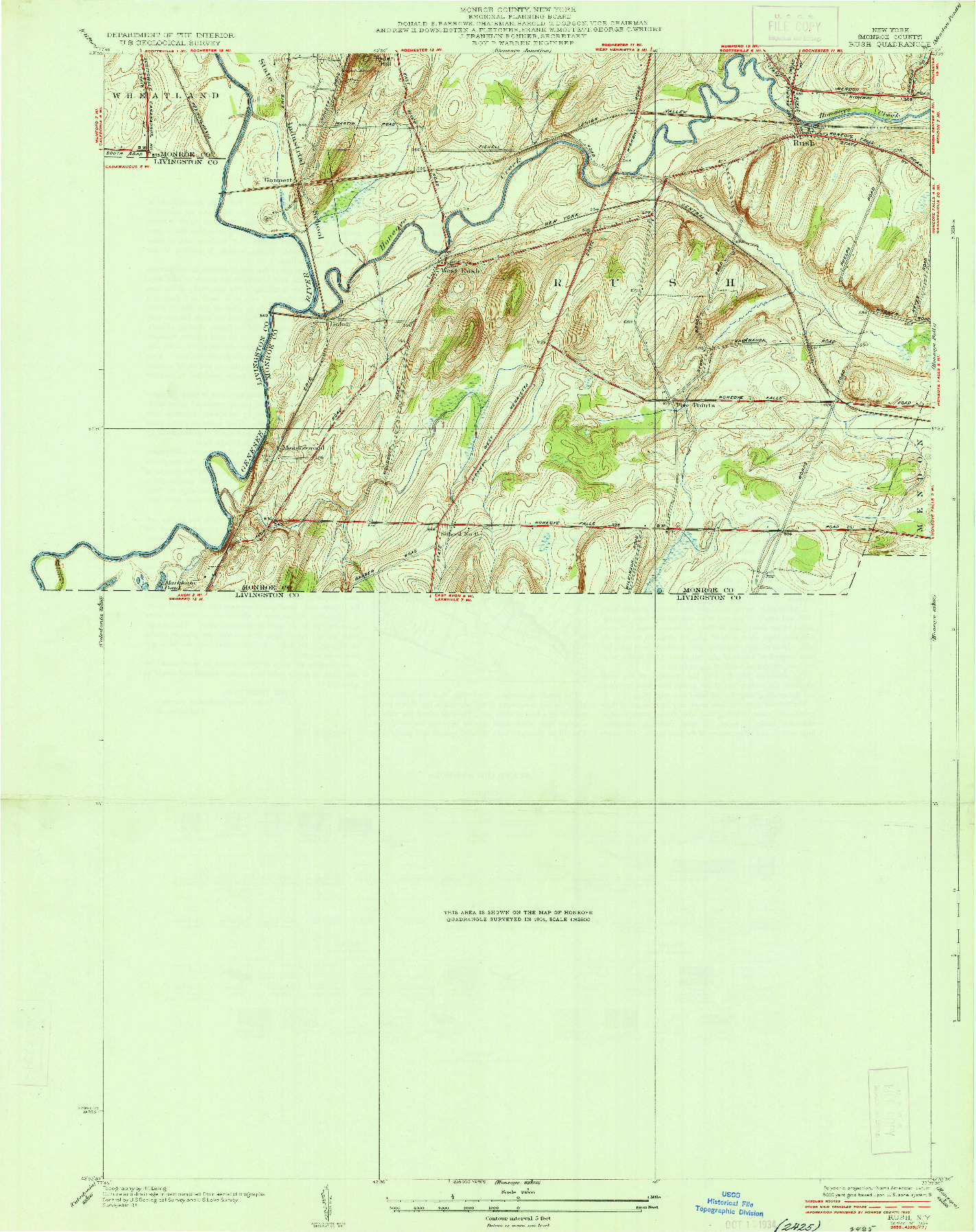 USGS 1:24000-SCALE QUADRANGLE FOR RUSH, NY 1934