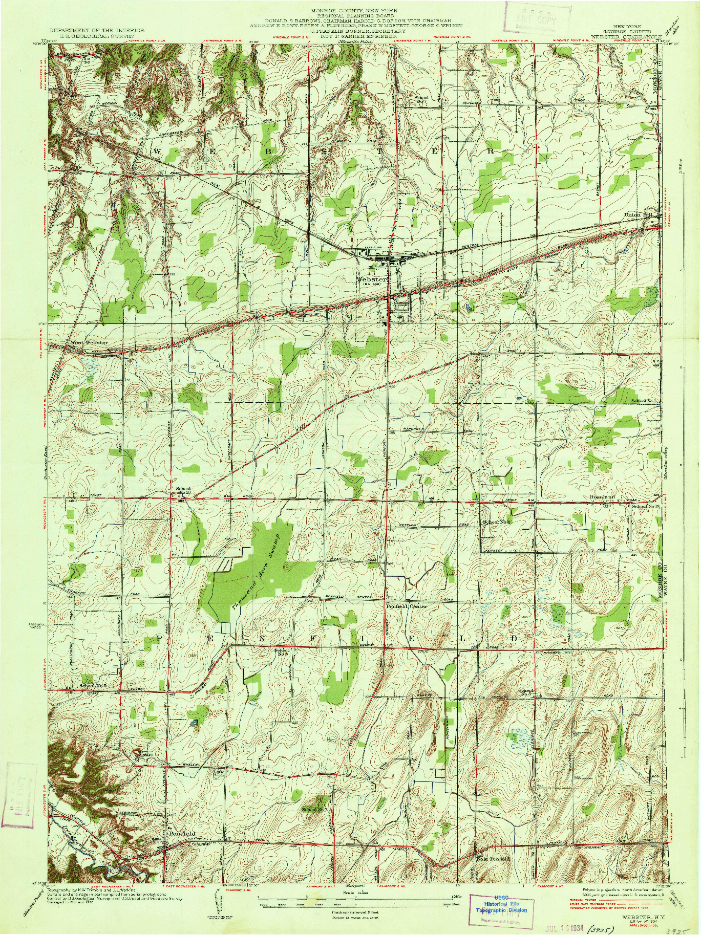 USGS 1:24000-SCALE QUADRANGLE FOR WEBSTER, NY 1934