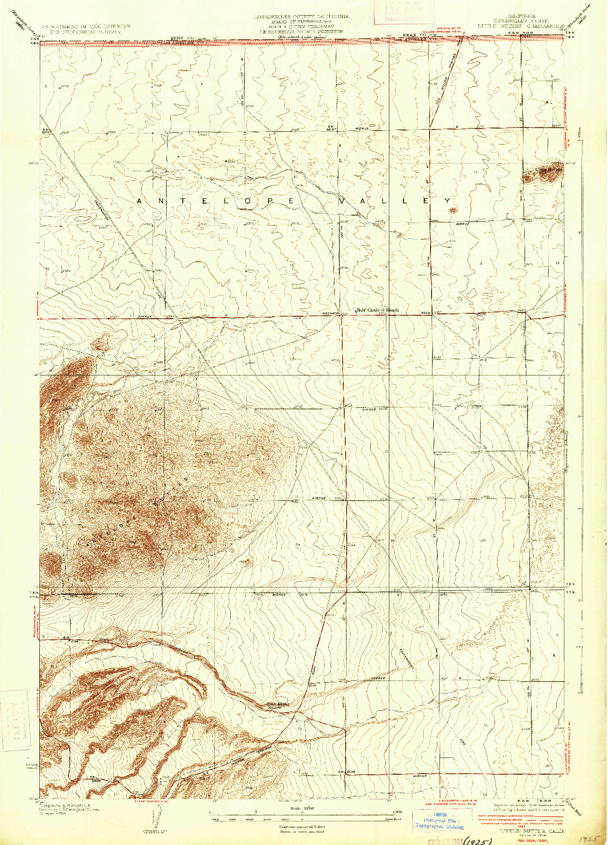 USGS 1:24000-SCALE QUADRANGLE FOR LITTLE BUTTES, CA 1934