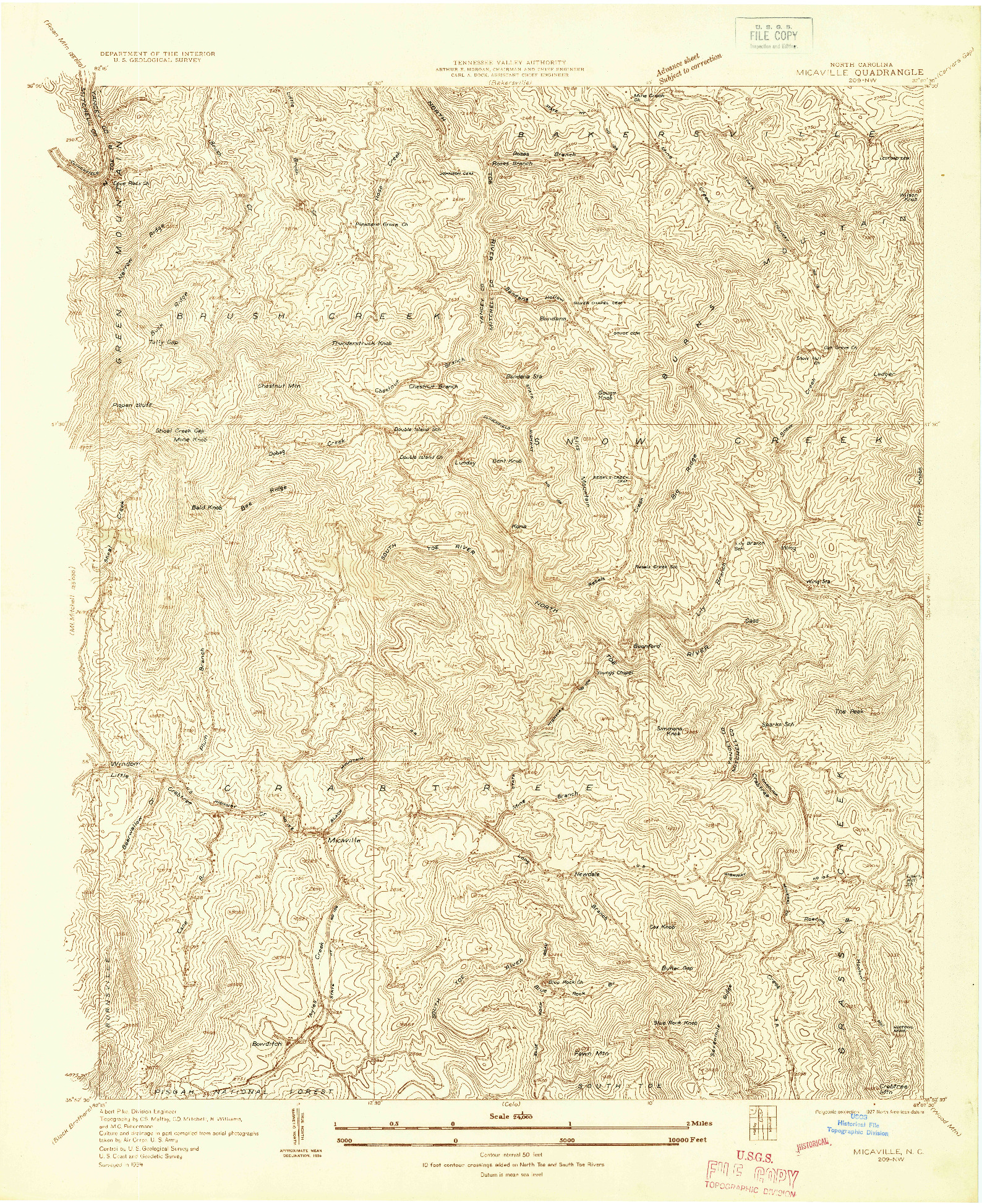 USGS 1:24000-SCALE QUADRANGLE FOR MICAVILLE, NC 1934