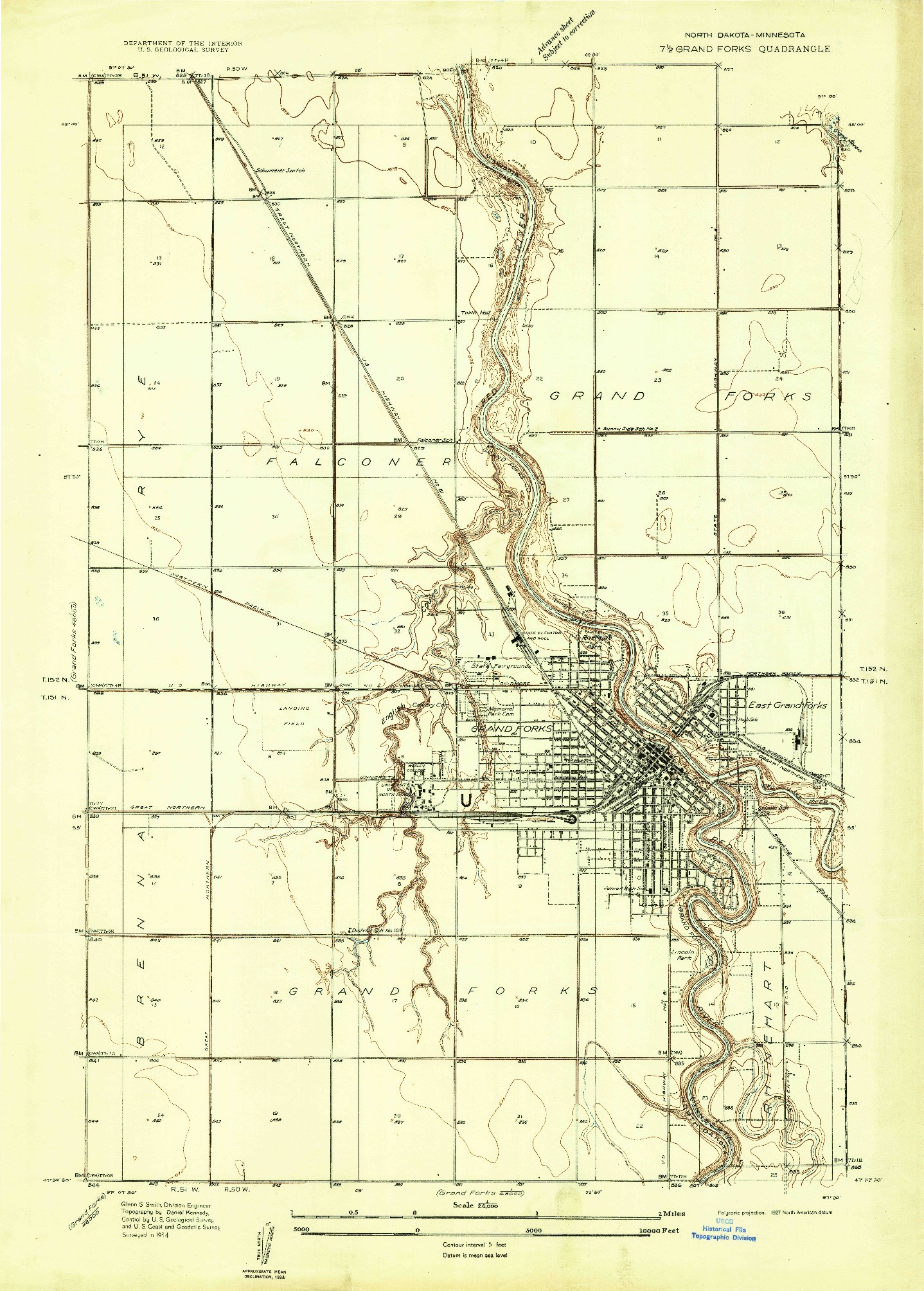 USGS 1:24000-SCALE QUADRANGLE FOR GRAND FORKS, ND 1934