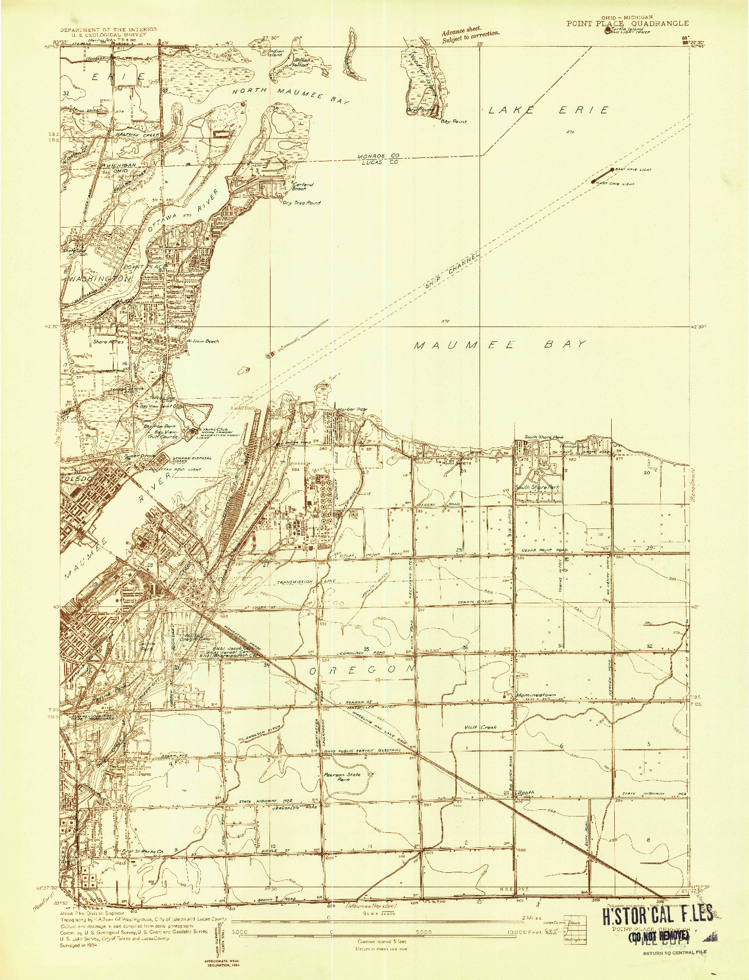 USGS 1:24000-SCALE QUADRANGLE FOR POINT PLACE, OH 1934