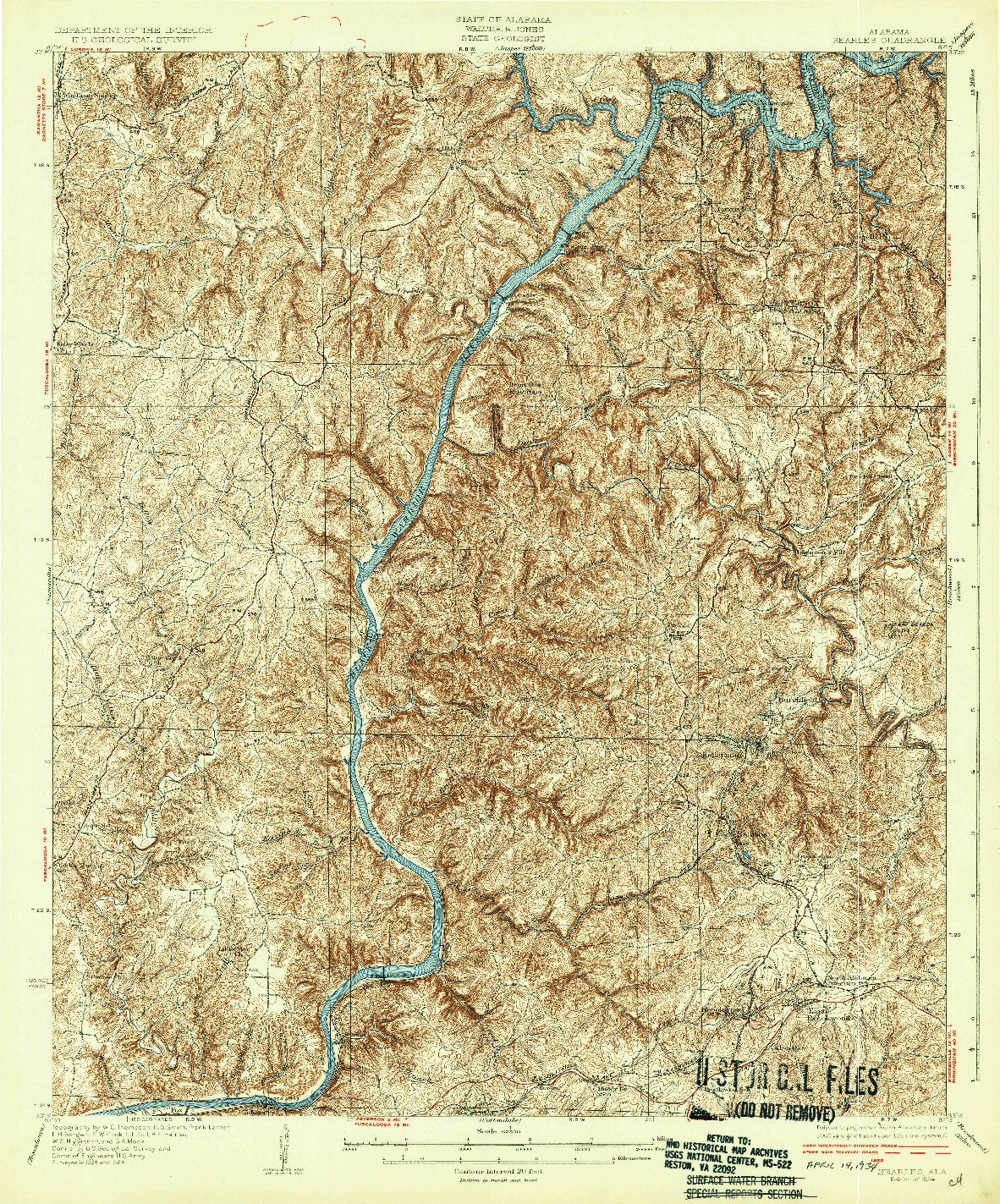 USGS 1:62500-SCALE QUADRANGLE FOR SEARLES, AL 1934