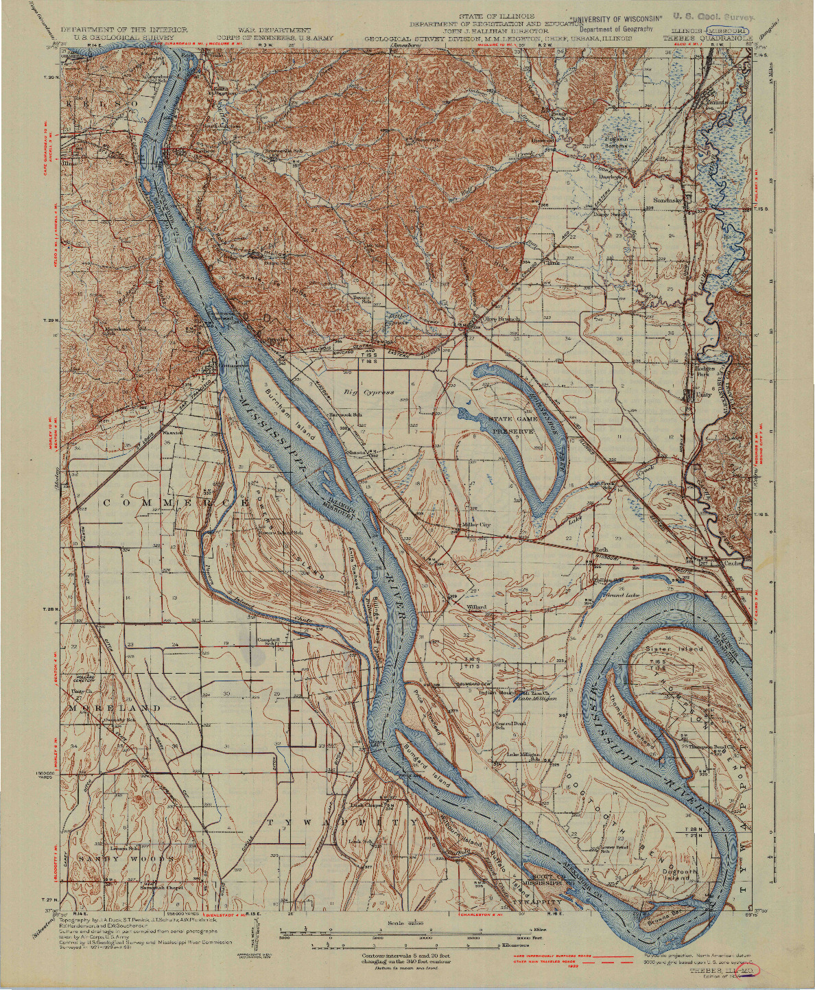 USGS 1:62500-SCALE QUADRANGLE FOR THEBES, IL 1934