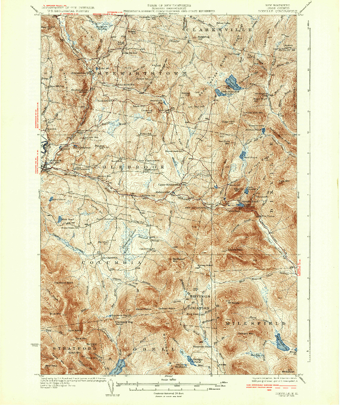 USGS 1:62500-SCALE QUADRANGLE FOR DIXVILLE, NH 1934