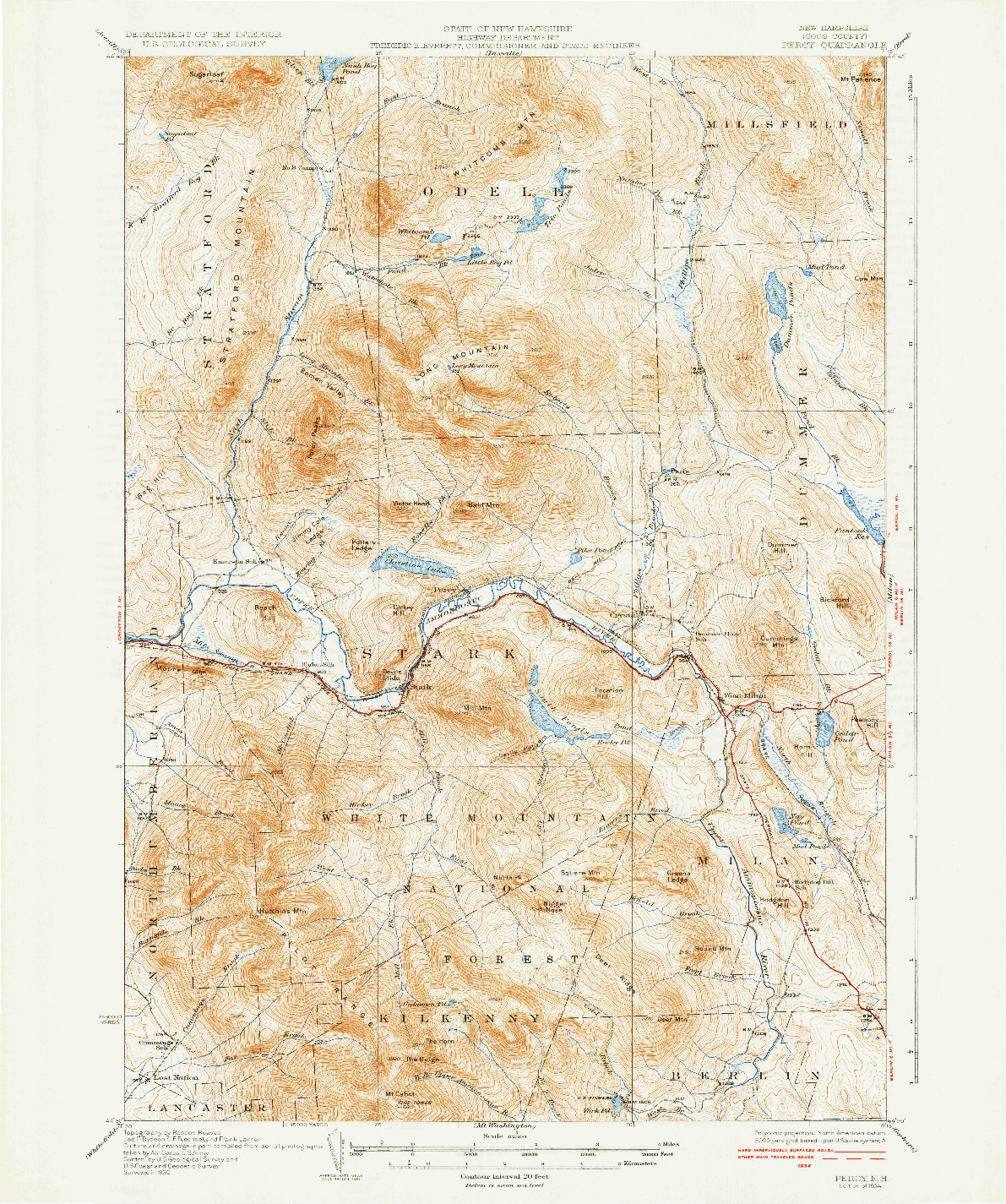 USGS 1:62500-SCALE QUADRANGLE FOR PERCY, NH 1934