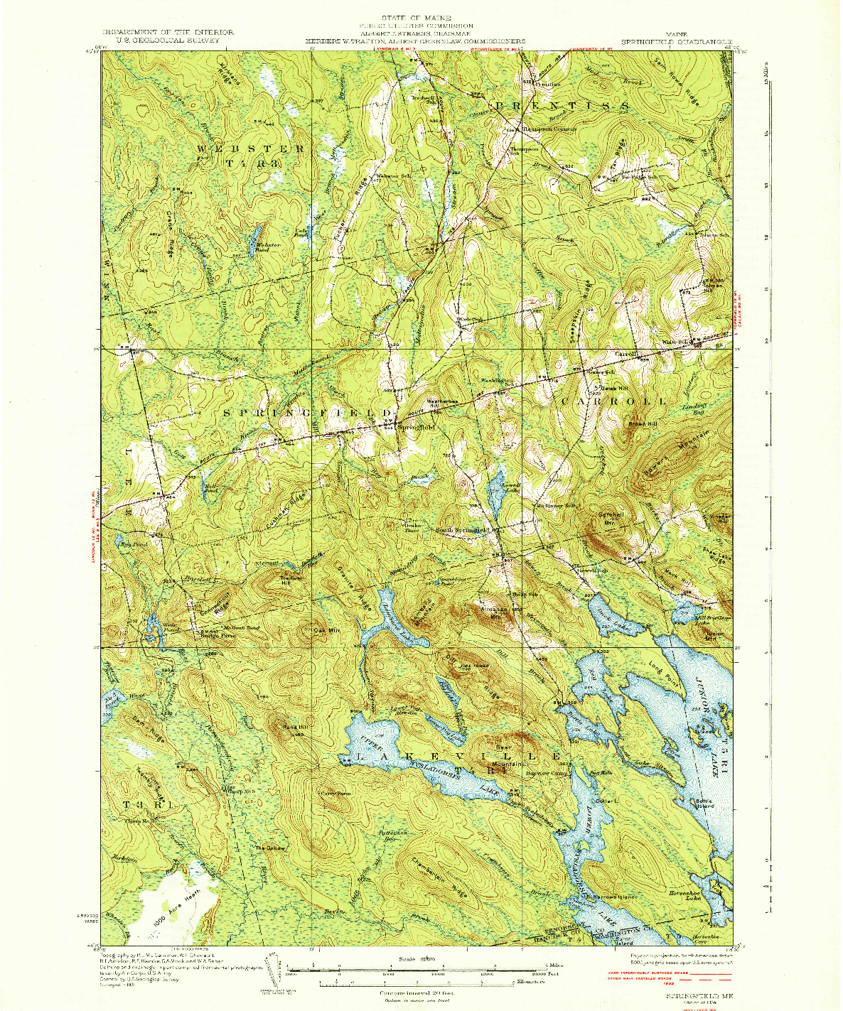 USGS 1:62500-SCALE QUADRANGLE FOR SPRINGFIELD, ME 1934