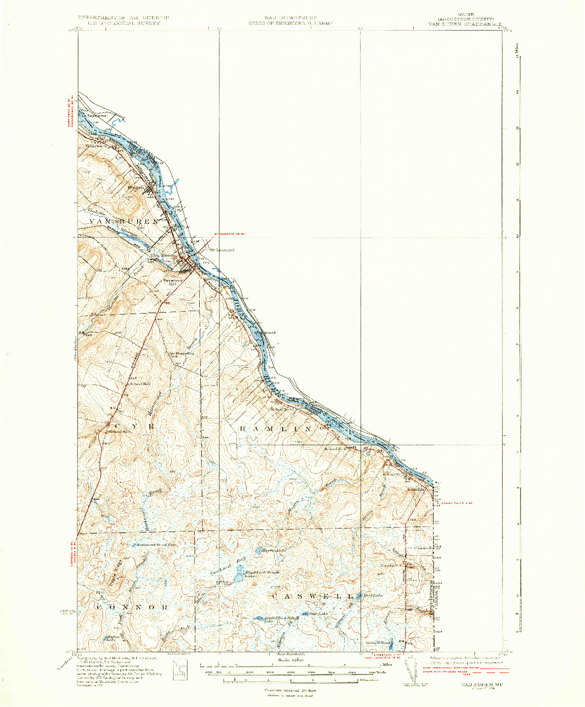 USGS 1:62500-SCALE QUADRANGLE FOR VAN BUREN, ME 1934