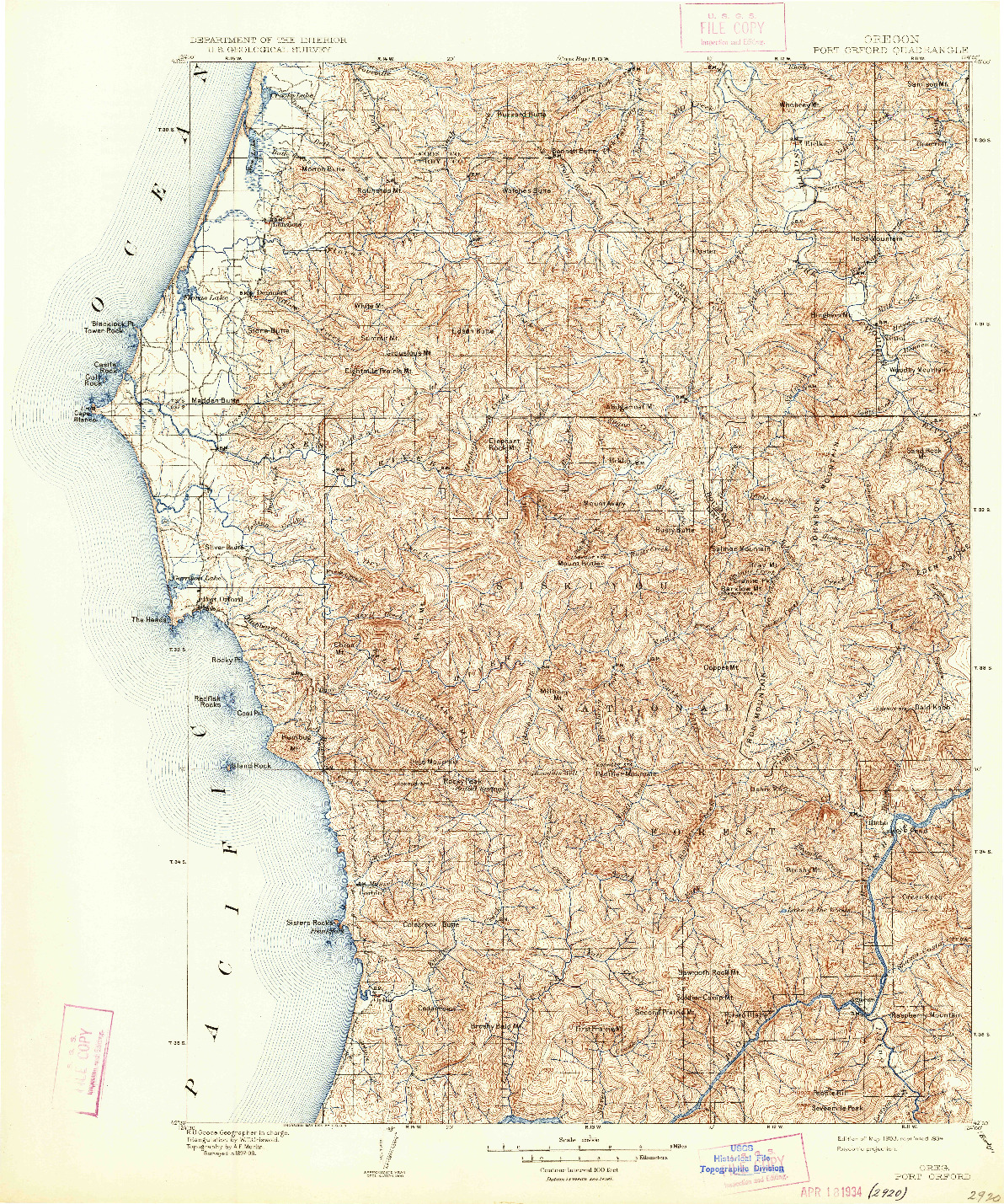 USGS 1:125000-SCALE QUADRANGLE FOR PORT ORFORD, OR 1903