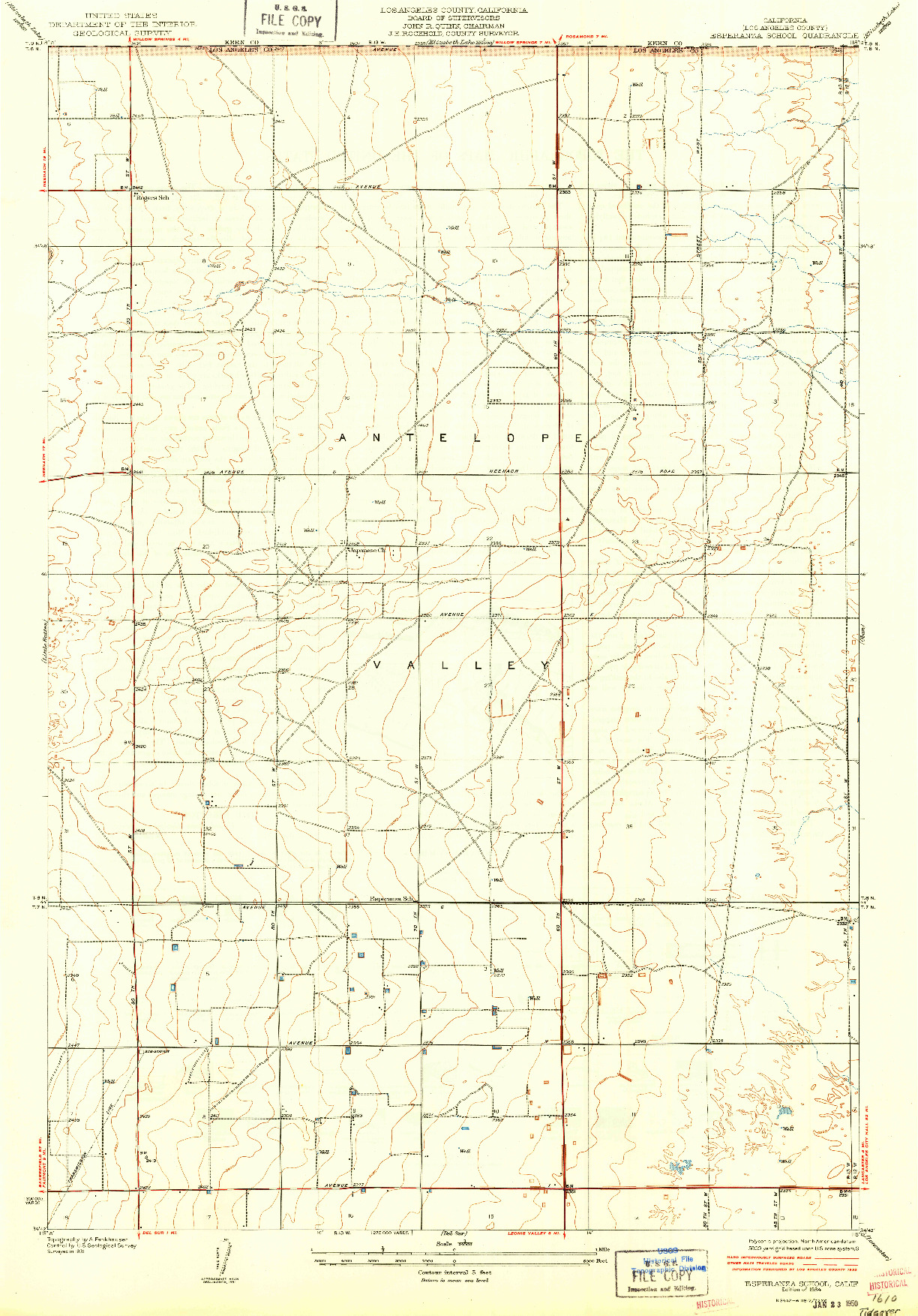 USGS 1:24000-SCALE QUADRANGLE FOR ESPERANZA SCHOOL, CA 1934