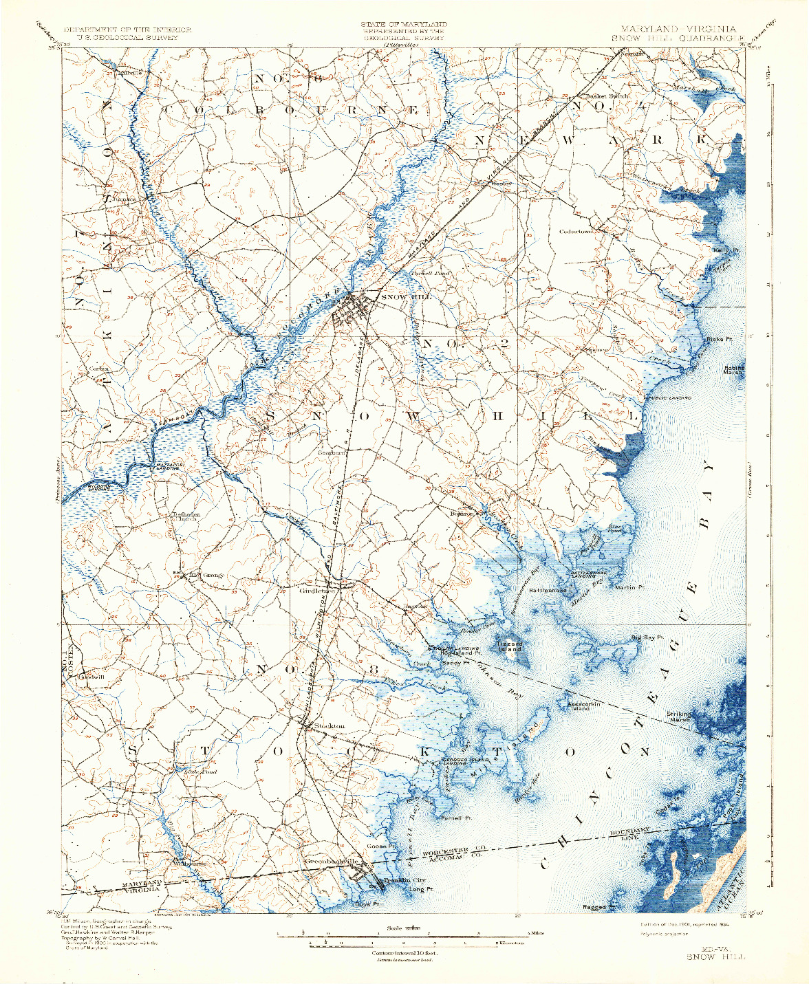 USGS 1:62500-SCALE QUADRANGLE FOR SNOW HILL, MD 1901