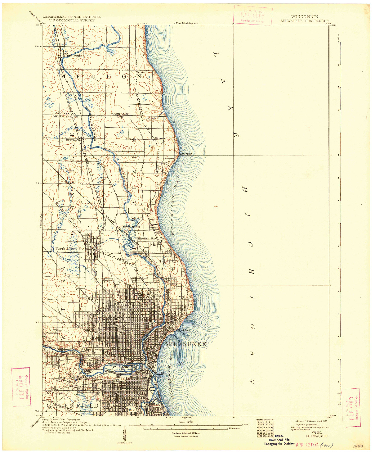 USGS 1:62500-SCALE QUADRANGLE FOR MILWAUKEE, WI 1906