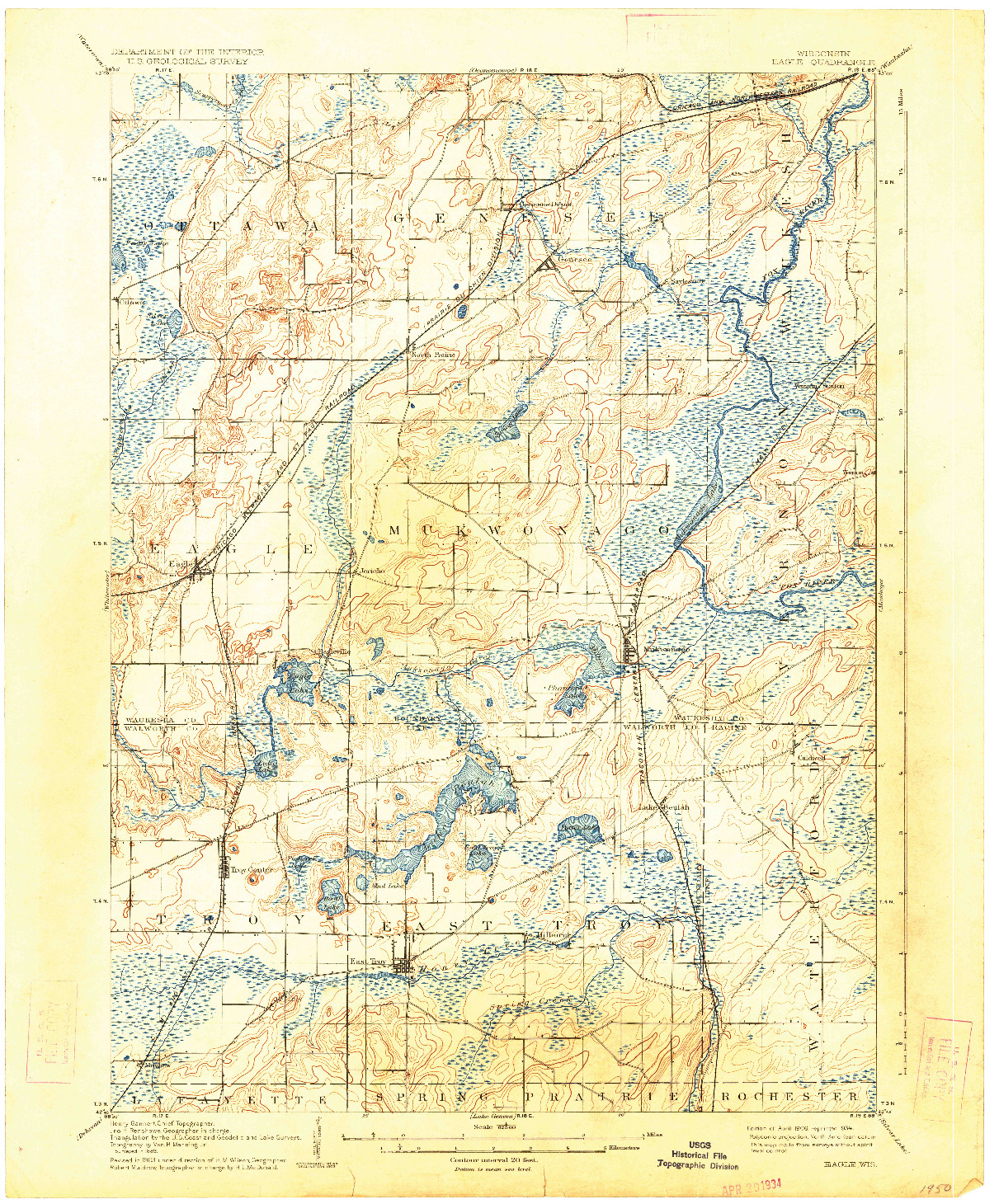 USGS 1:62500-SCALE QUADRANGLE FOR EAGLE, WI 1906