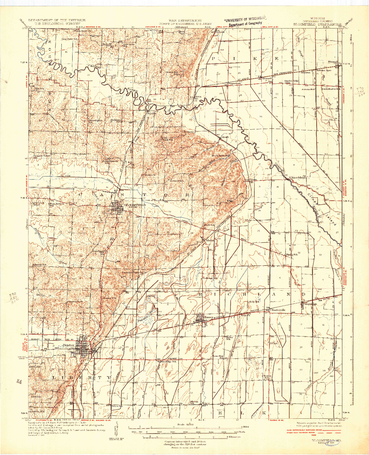 USGS 1:62500-SCALE QUADRANGLE FOR BLOOMFIELD, MO 1934