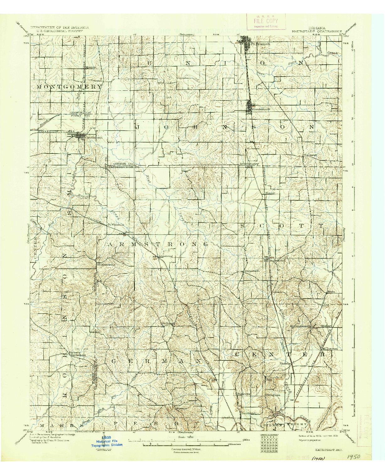 USGS 1:62500-SCALE QUADRANGLE FOR HAUBSTADT, IN 1903