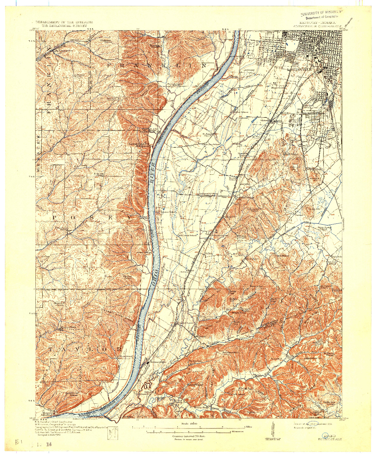 USGS 1:62500-SCALE QUADRANGLE FOR KOSMOSDALE, KY 1912