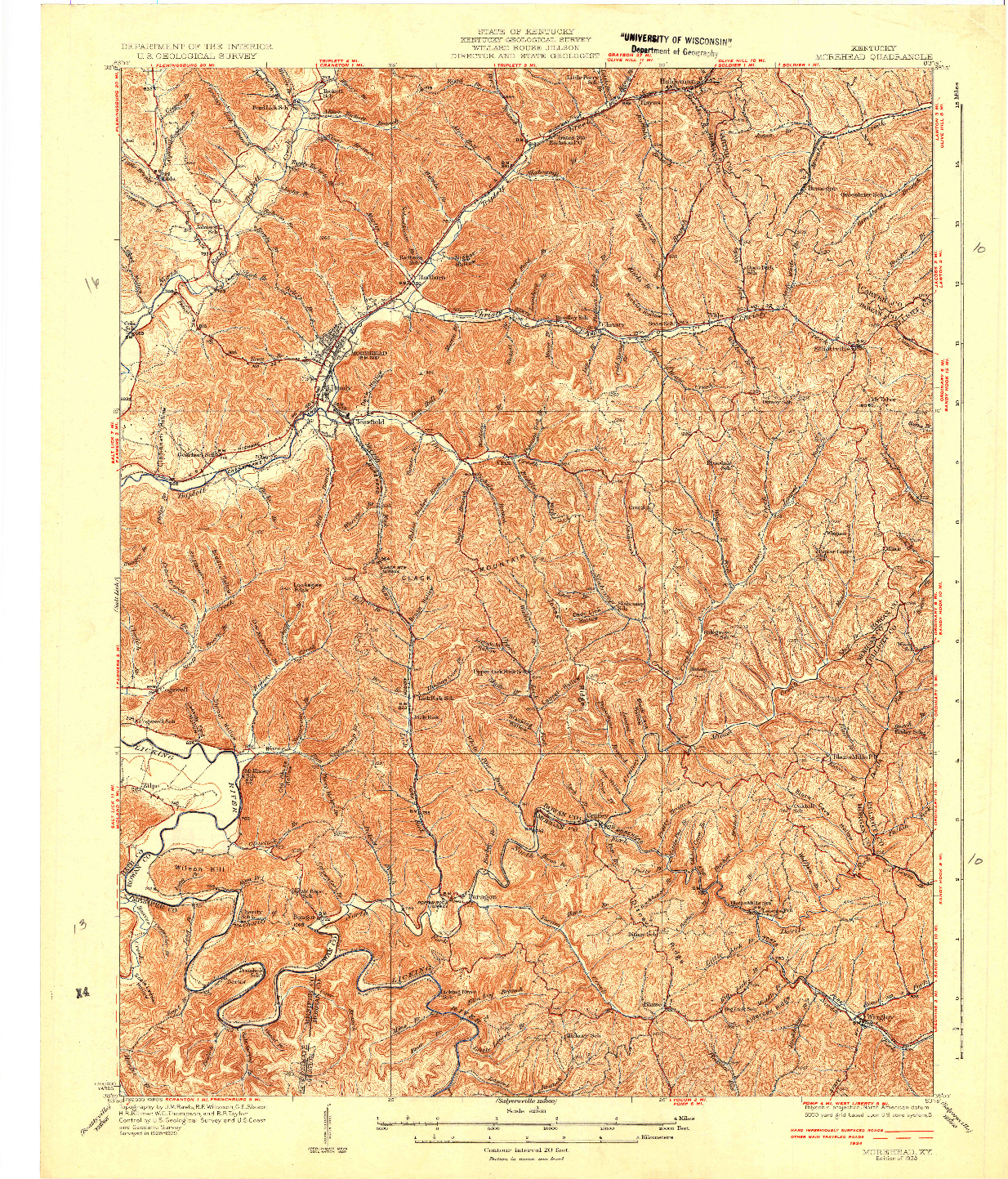 USGS 1:62500-SCALE QUADRANGLE FOR MOREHEAD, KY 1935
