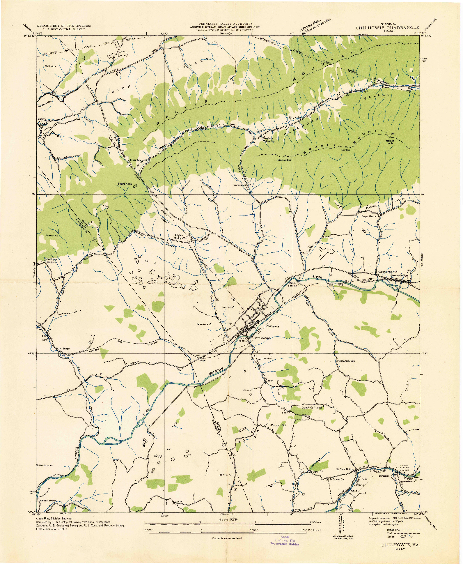 USGS 1:24000-SCALE QUADRANGLE FOR CHILHOWIE, VA 1935