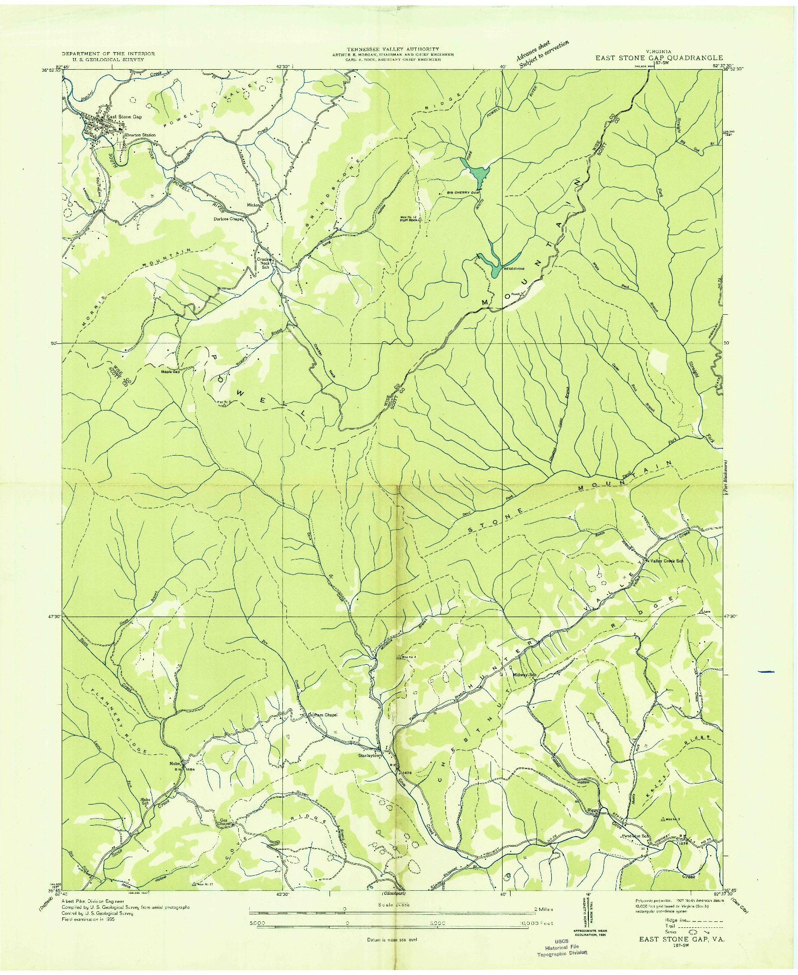 USGS 1:24000-SCALE QUADRANGLE FOR EAST STONE GAP, VA 1935