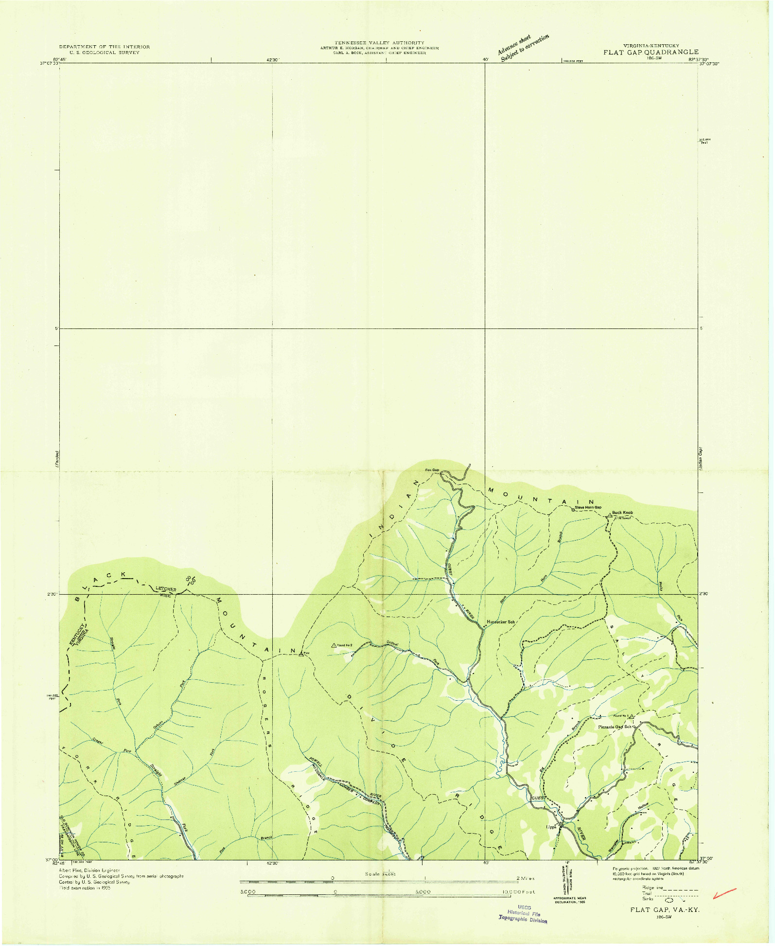 USGS 1:24000-SCALE QUADRANGLE FOR FLAT GAP, VA 1935