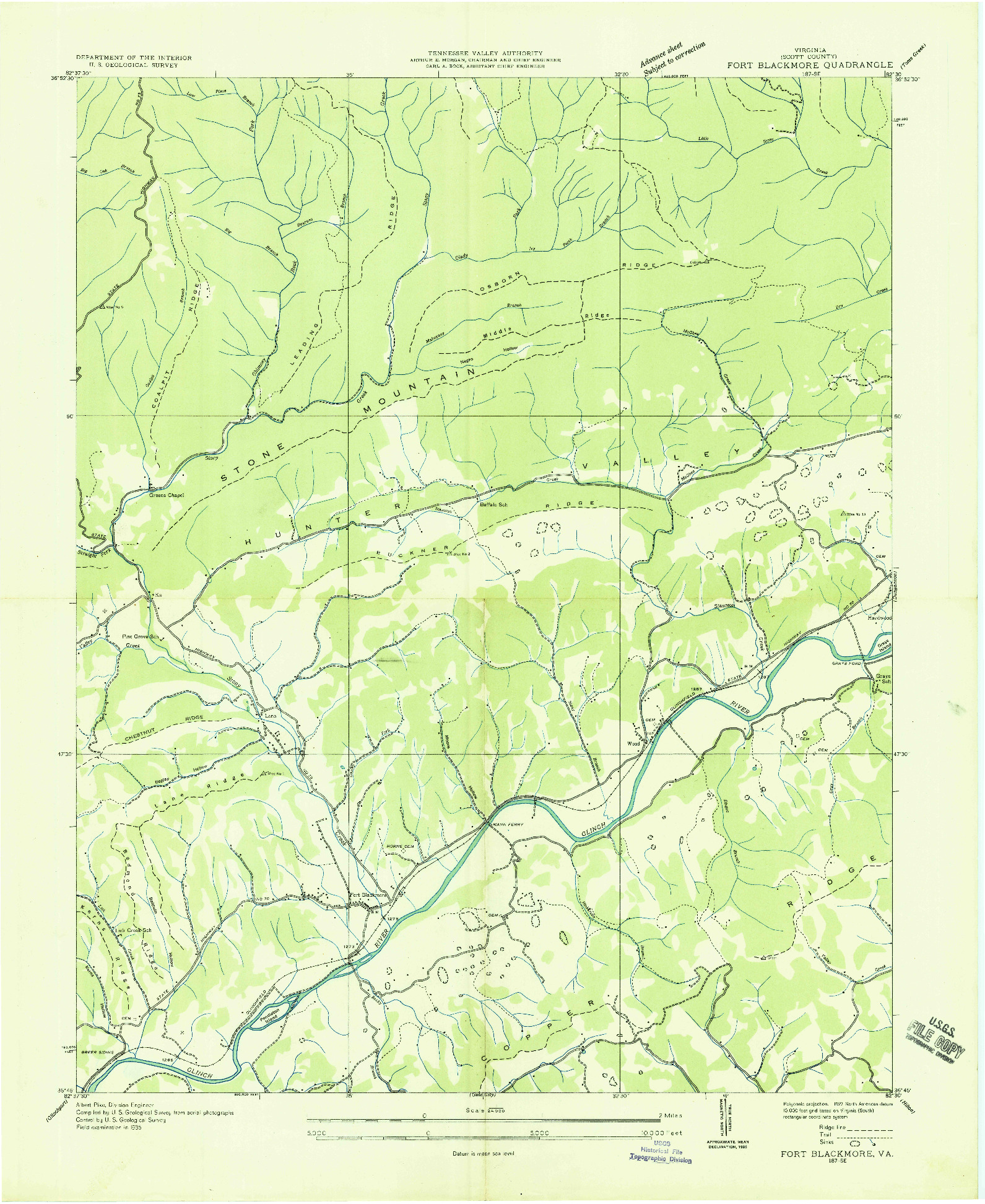 USGS 1:24000-SCALE QUADRANGLE FOR FORT BLACKMORE, VA 1935