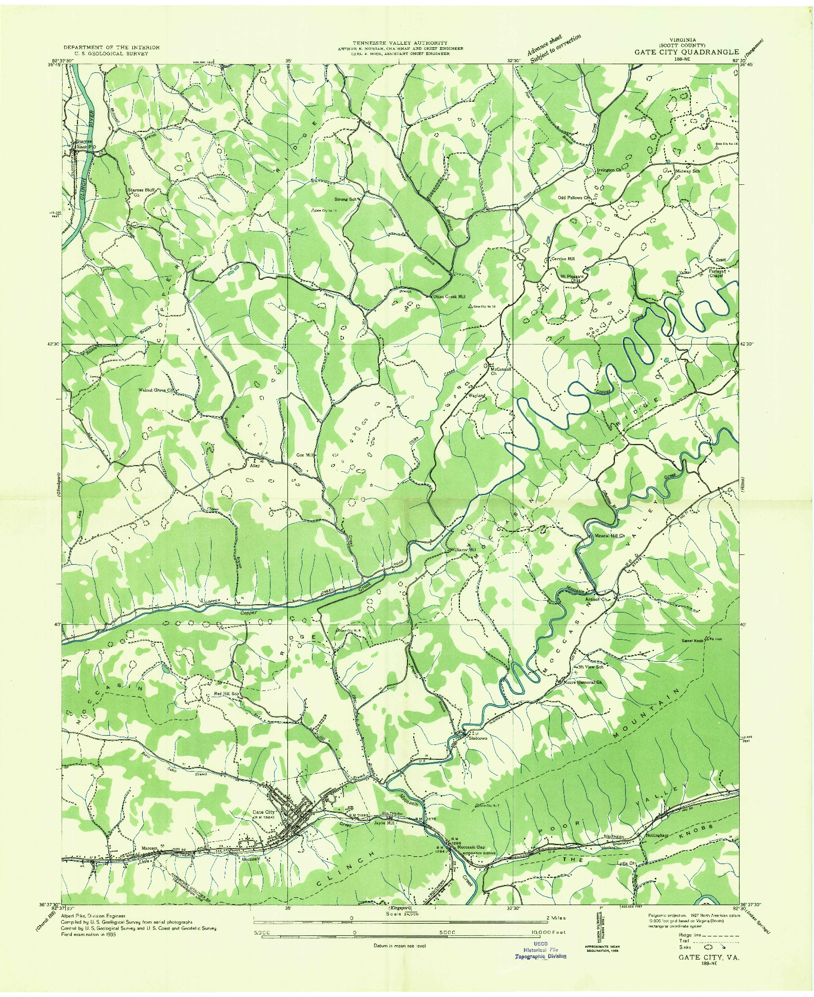 USGS 1:24000-SCALE QUADRANGLE FOR GATE CITY, VA 1935