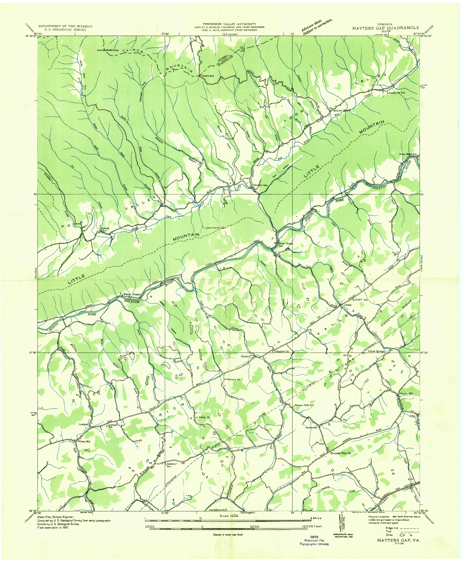 USGS 1:24000-SCALE QUADRANGLE FOR HAYTERS GAP, VA 1935