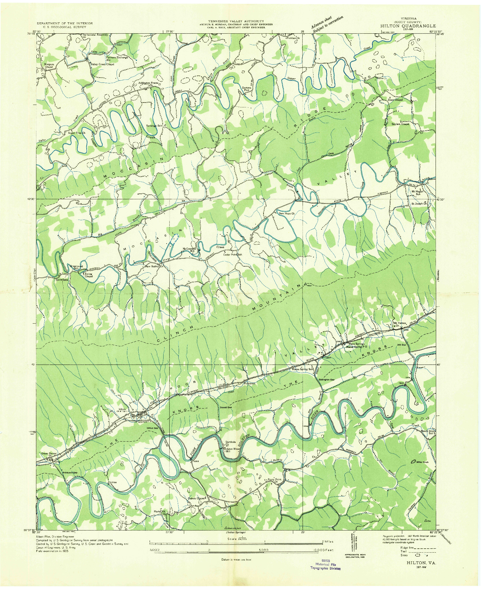 USGS 1:24000-SCALE QUADRANGLE FOR HILTON, VA 1935