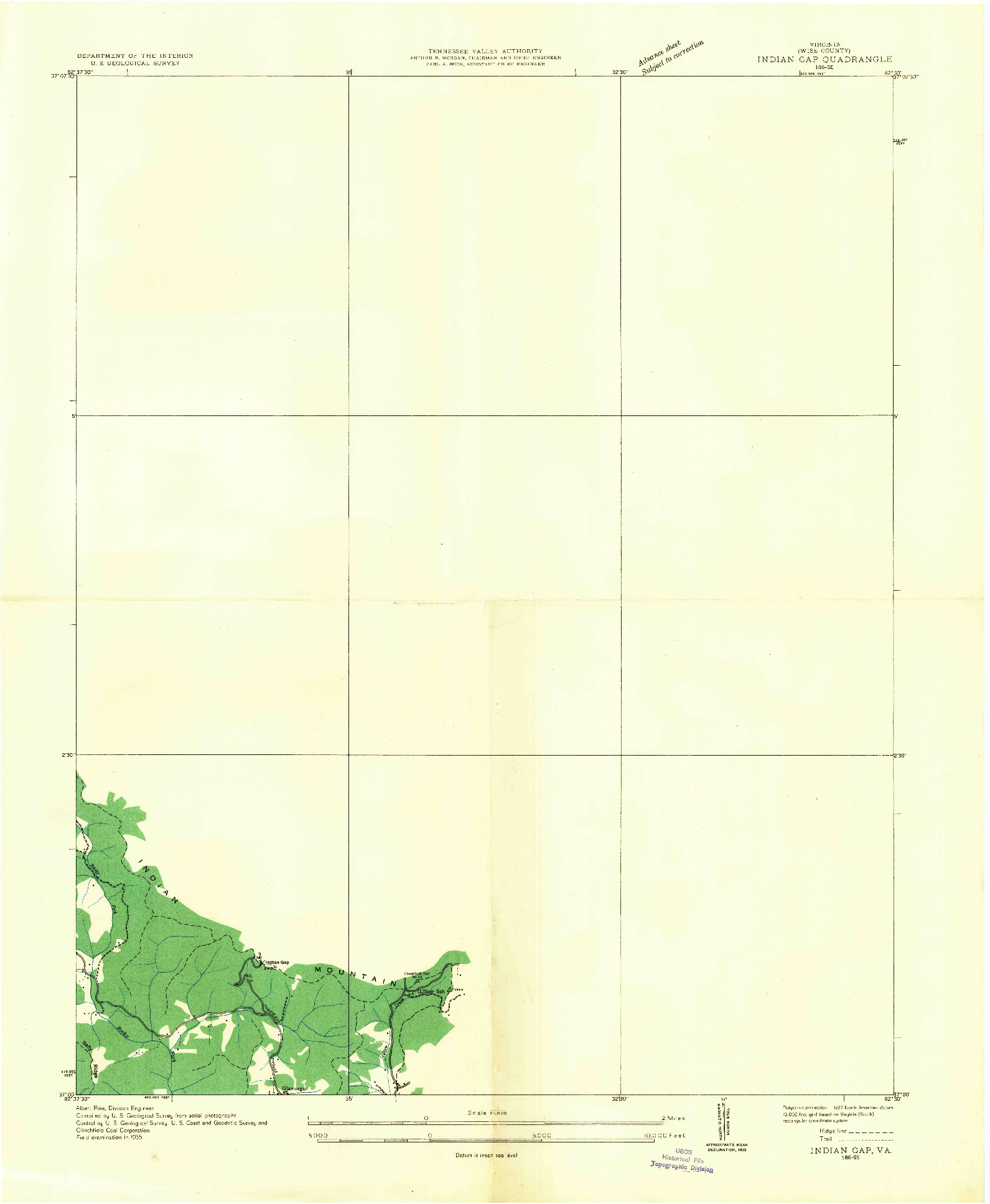 USGS 1:24000-SCALE QUADRANGLE FOR INDIAN GAP, VA 1935
