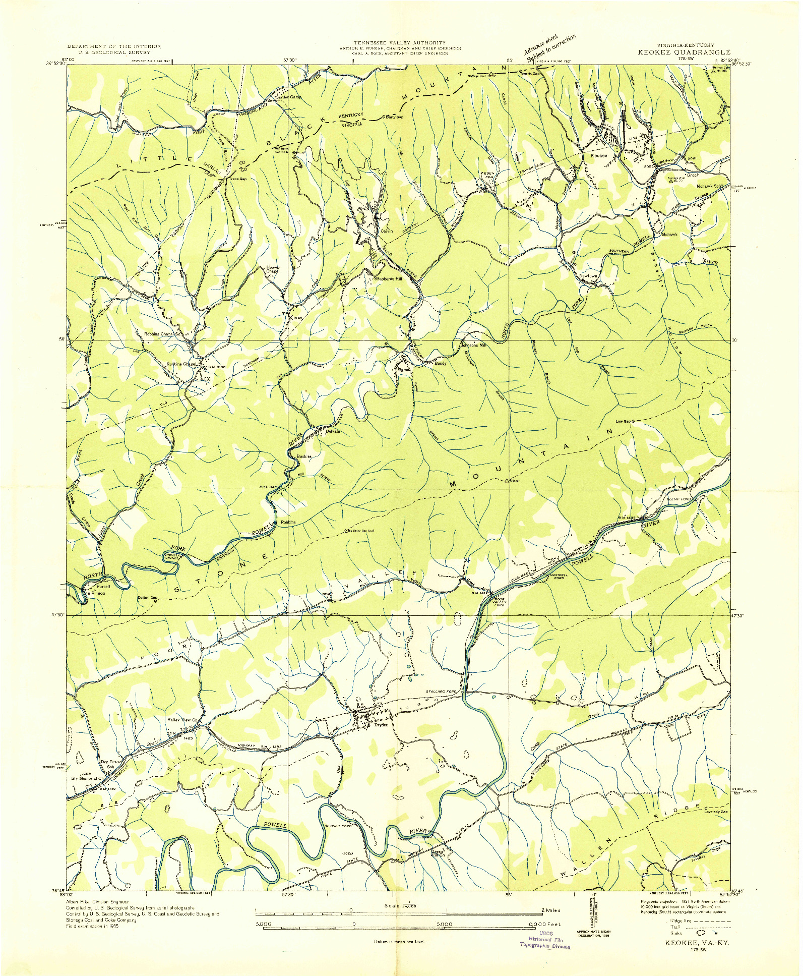 USGS 1:24000-SCALE QUADRANGLE FOR KEOKEE, VA 1935