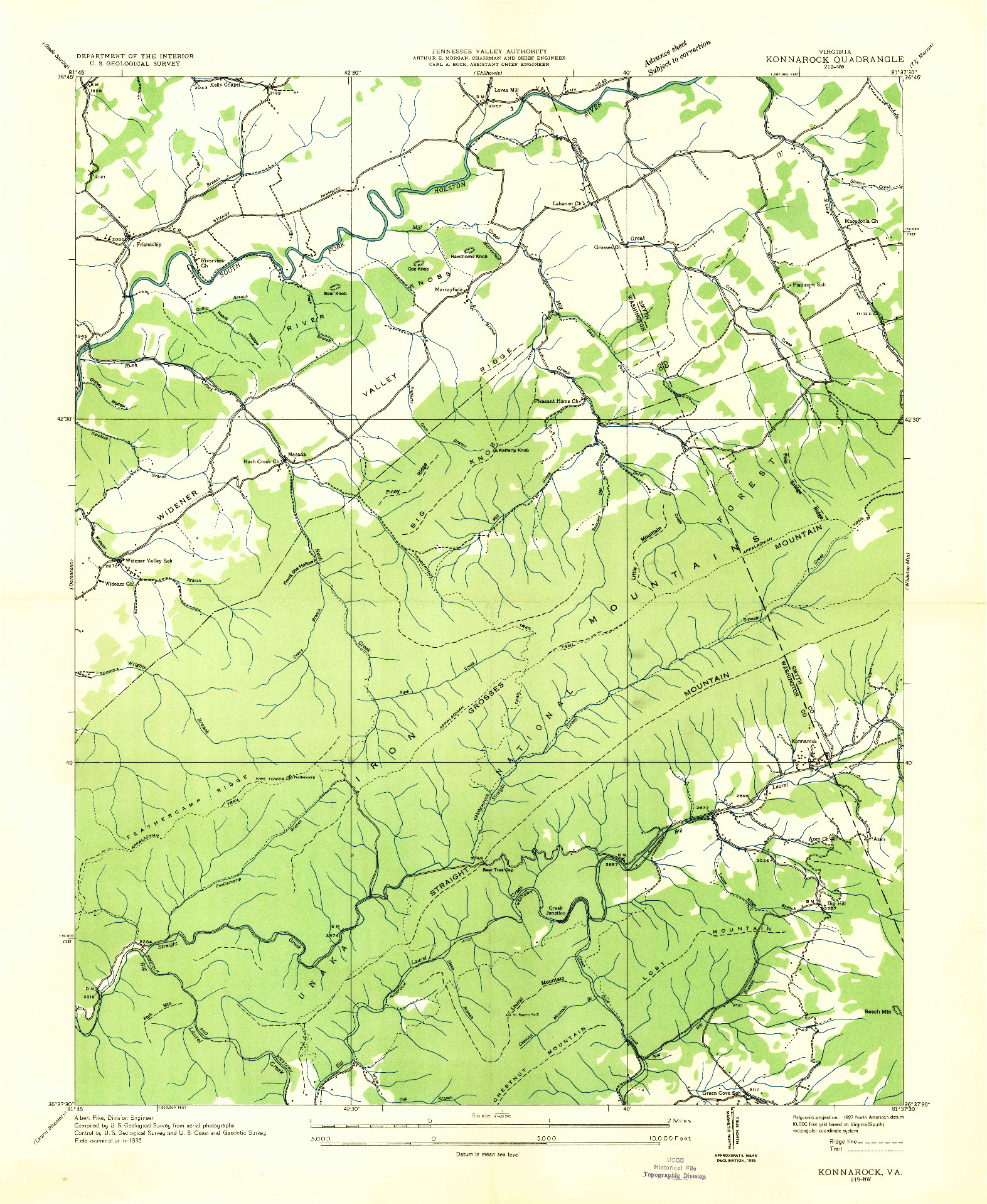 USGS 1:24000-SCALE QUADRANGLE FOR KONNAROCK, VA 1935